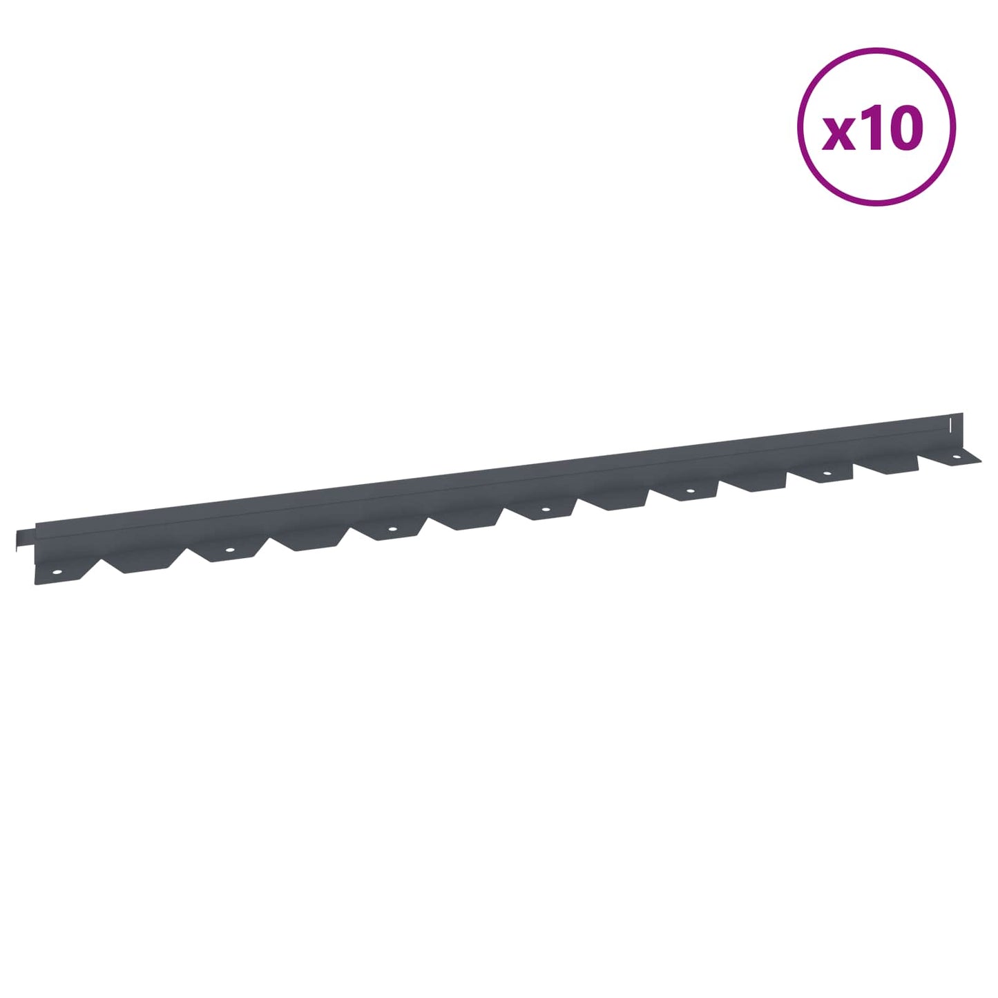 Lawn Edging 10 pcs 102 x 4 x 4 cm Steel Anthracite