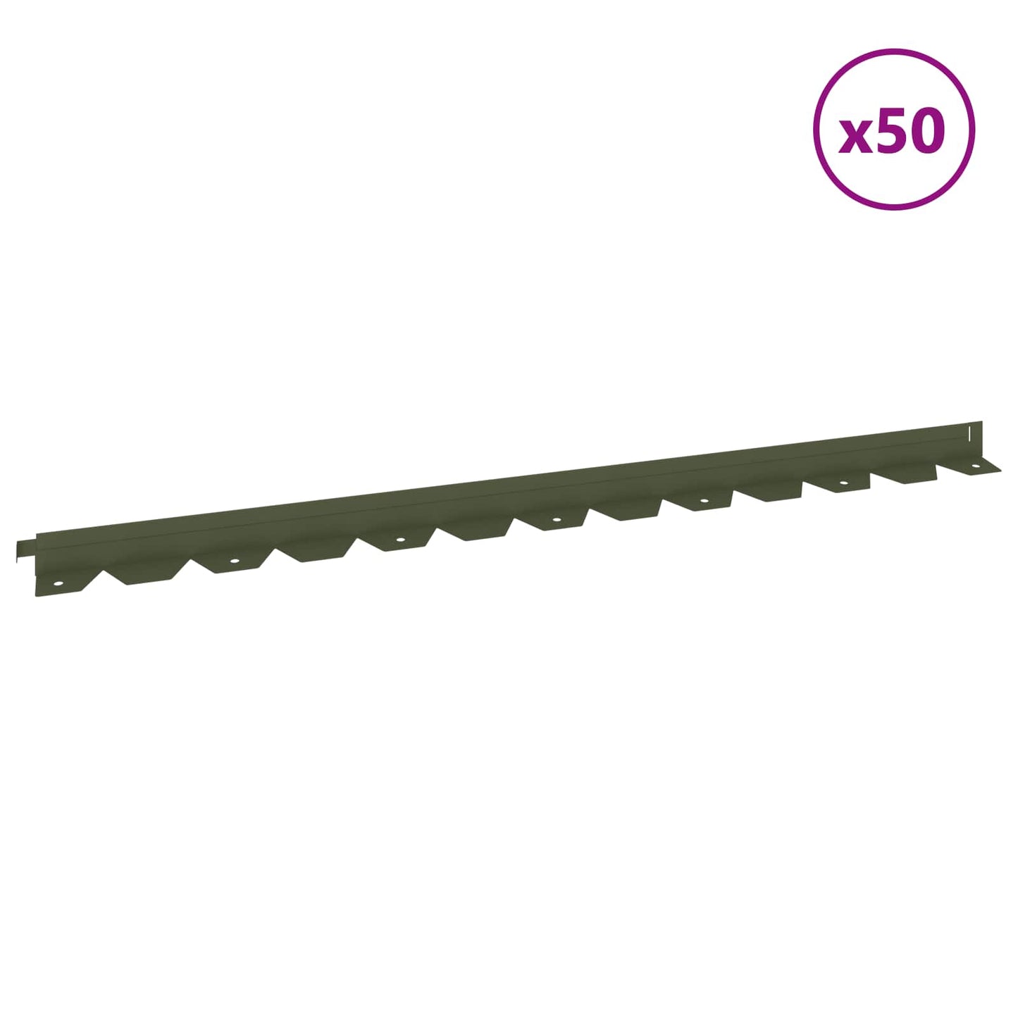 Lawn Edging 50 pcs 102 x 4 x 4 cm Steel Olive Green