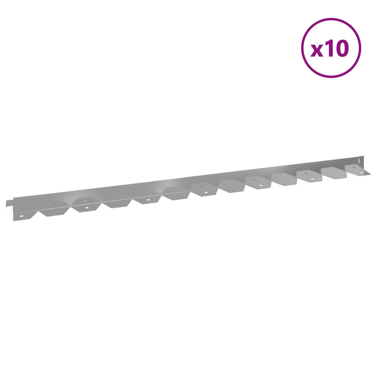 Lawn Edging 10 pcs 102 x 4 x 4 cm Steel Silver