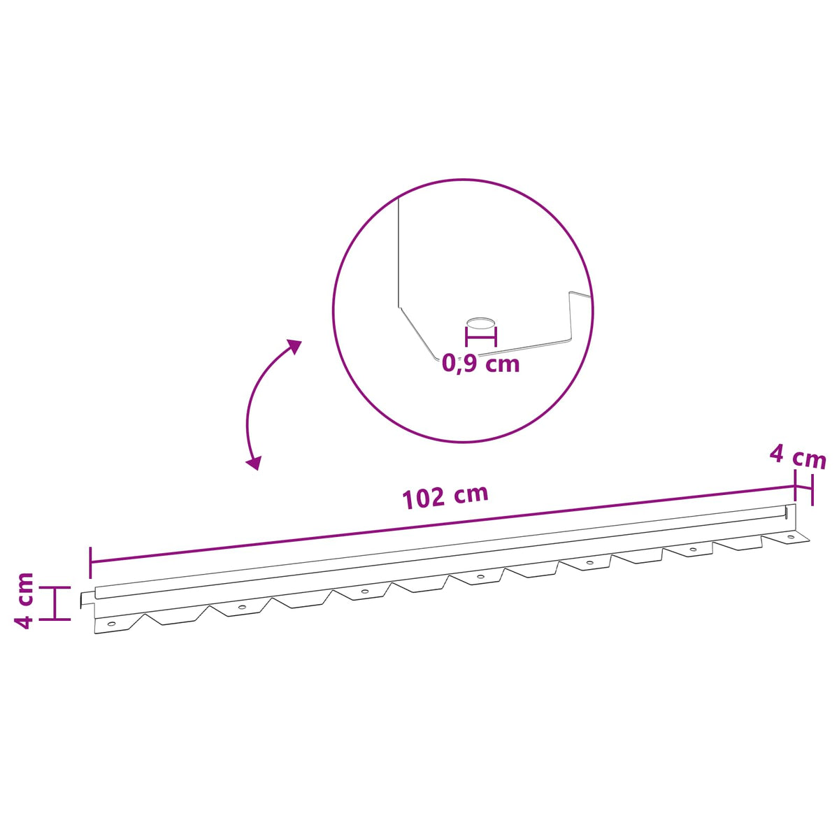 Lawn Edging 50 pcs 102 x 4 x 4 cm Steel Silver