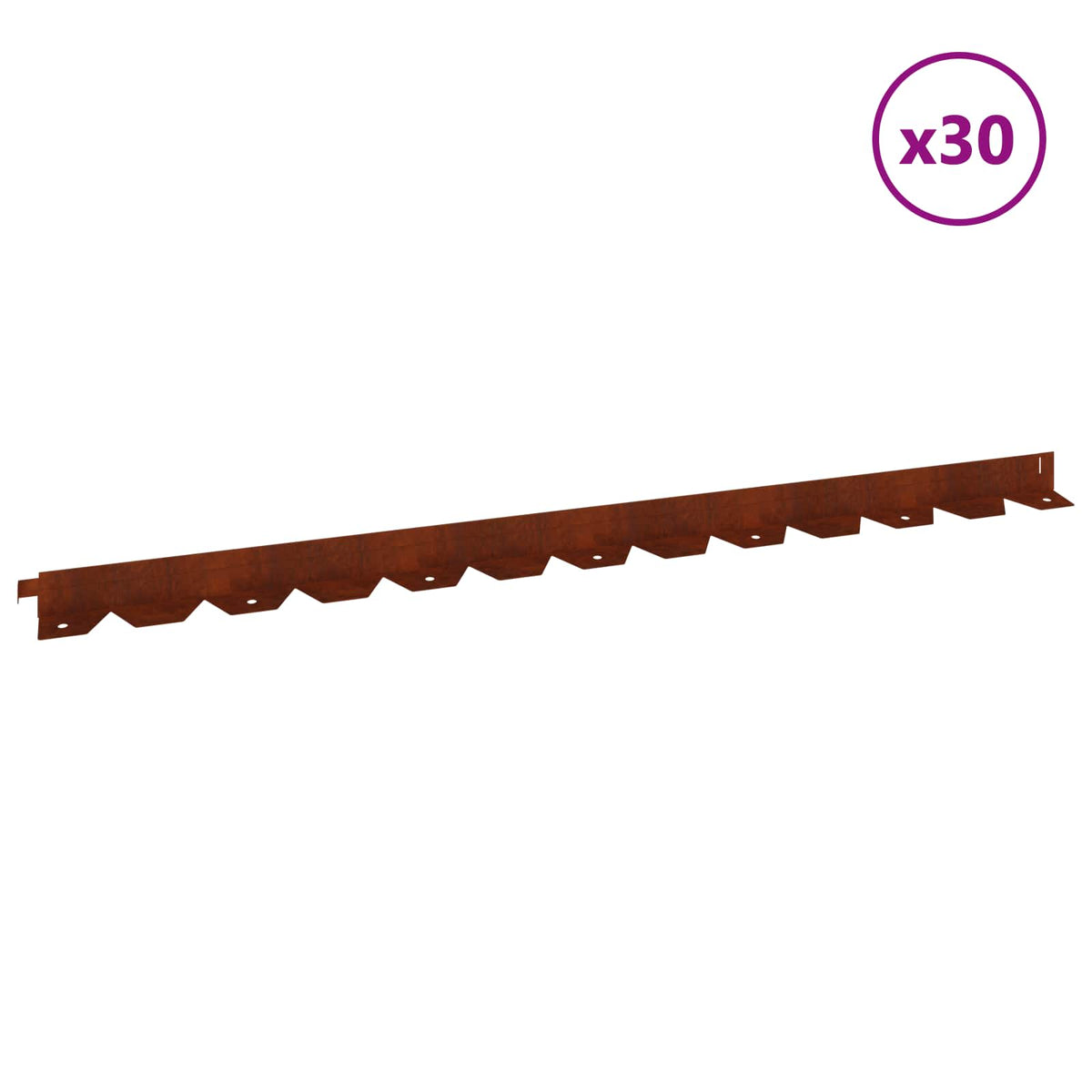 Lawn Edging 30 pcs 102 x 4 x 4 cm Steel Rusty