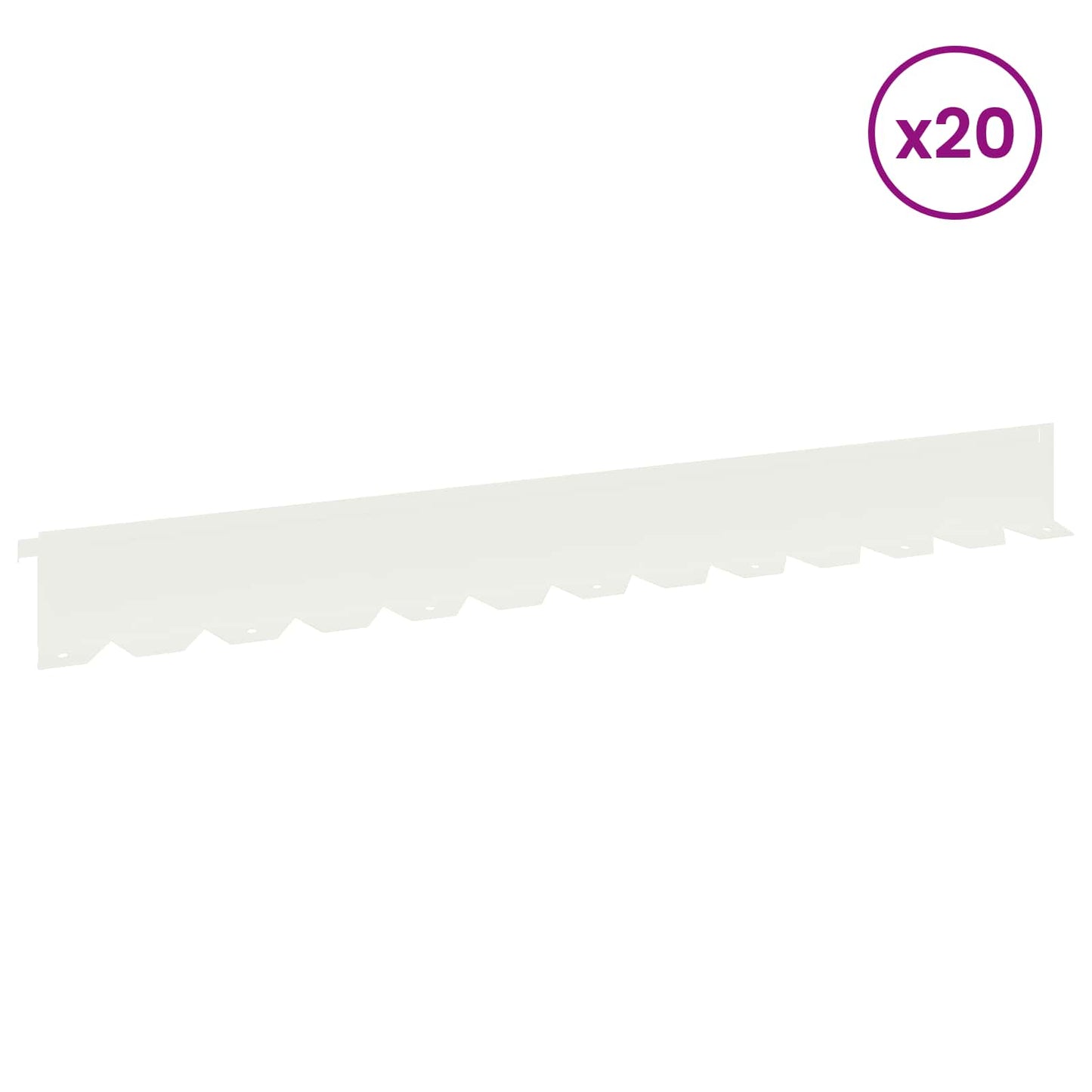 Lawn Edging 20 pcs 102 x 10 x 4 cm Steel White