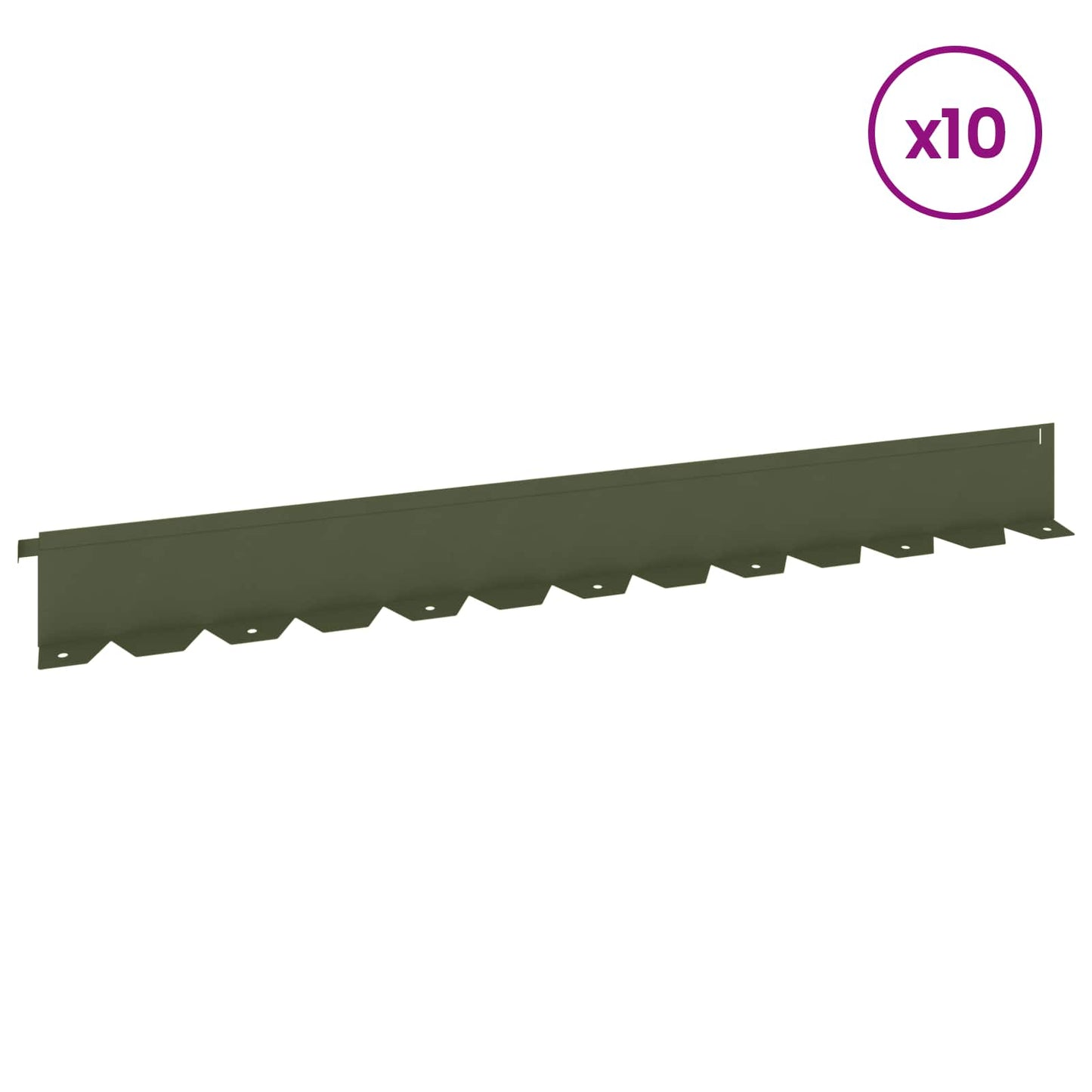 Lawn Edging 10 pcs 102 x 10 x 4 cm Steel Olive Green