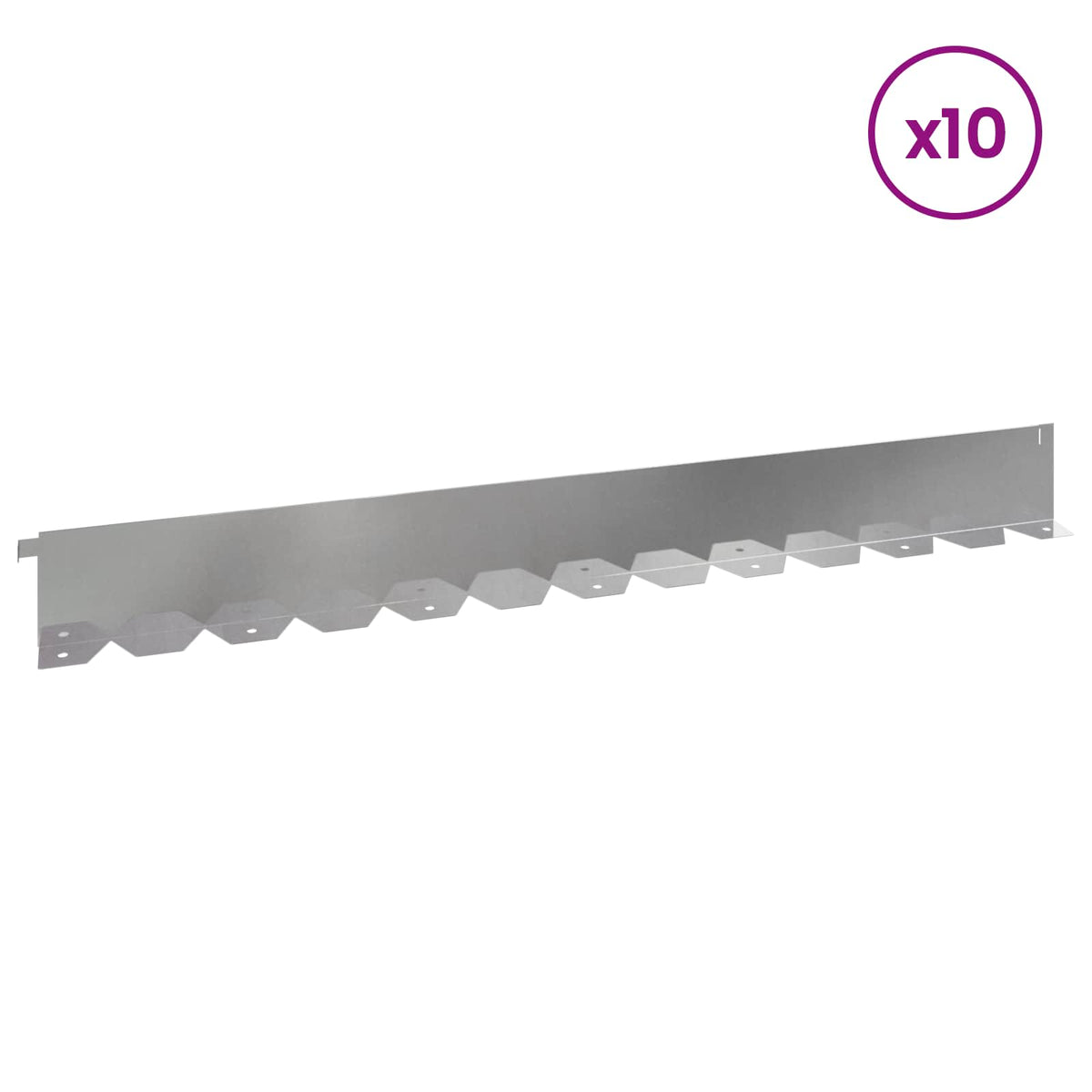 Lawn Edging 10 pcs 102 x 10 x 4 cm Steel Silver