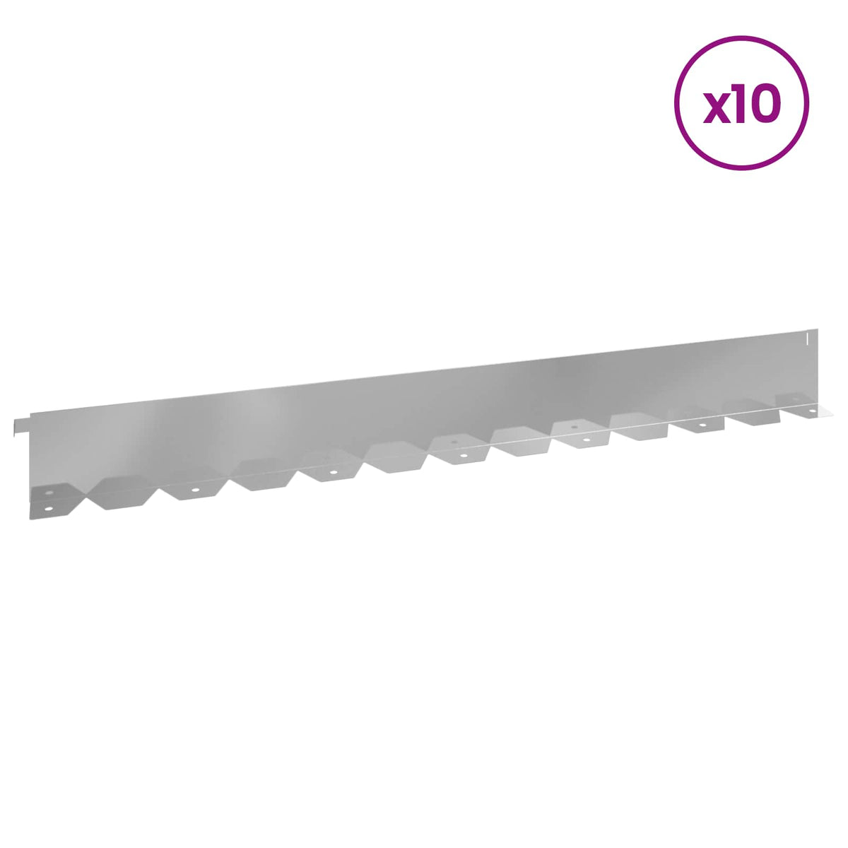 Lawn Edging 10 pcs 102 x 10 x 4 cm Steel Silver
