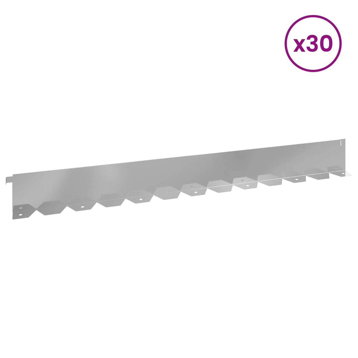 Lawn Edging 30 pcs 102 x 10 x 4 cm Steel Silver