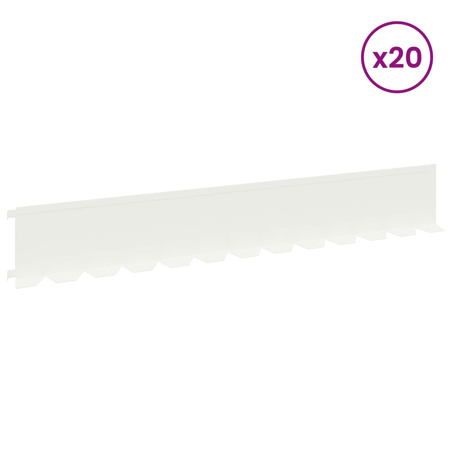 Lawn Edging 20 pcs 102 x 15 x 4 cm Steel White