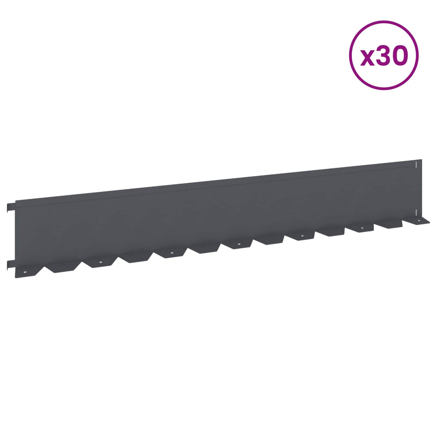 Lawn Edging 30 pcs 102 x 15 x 4 cm Steel Anthracite
