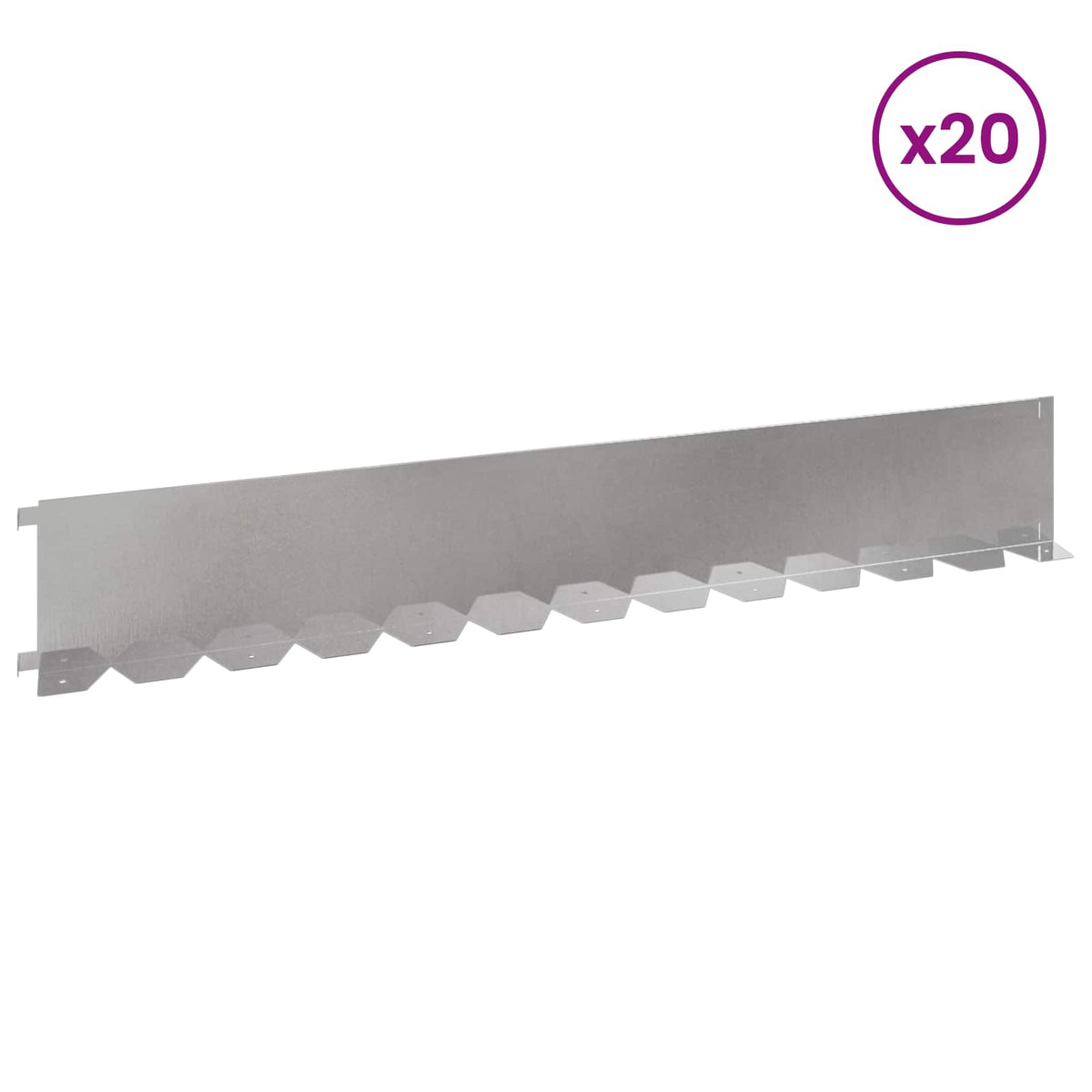 Lawn Edging 20 pcs 102 x 15 x 4 cm Steel Silver