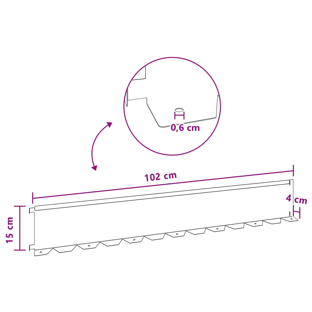 Lawn Edging 10 pcs 102 x 15 x 4 cm Steel Silver