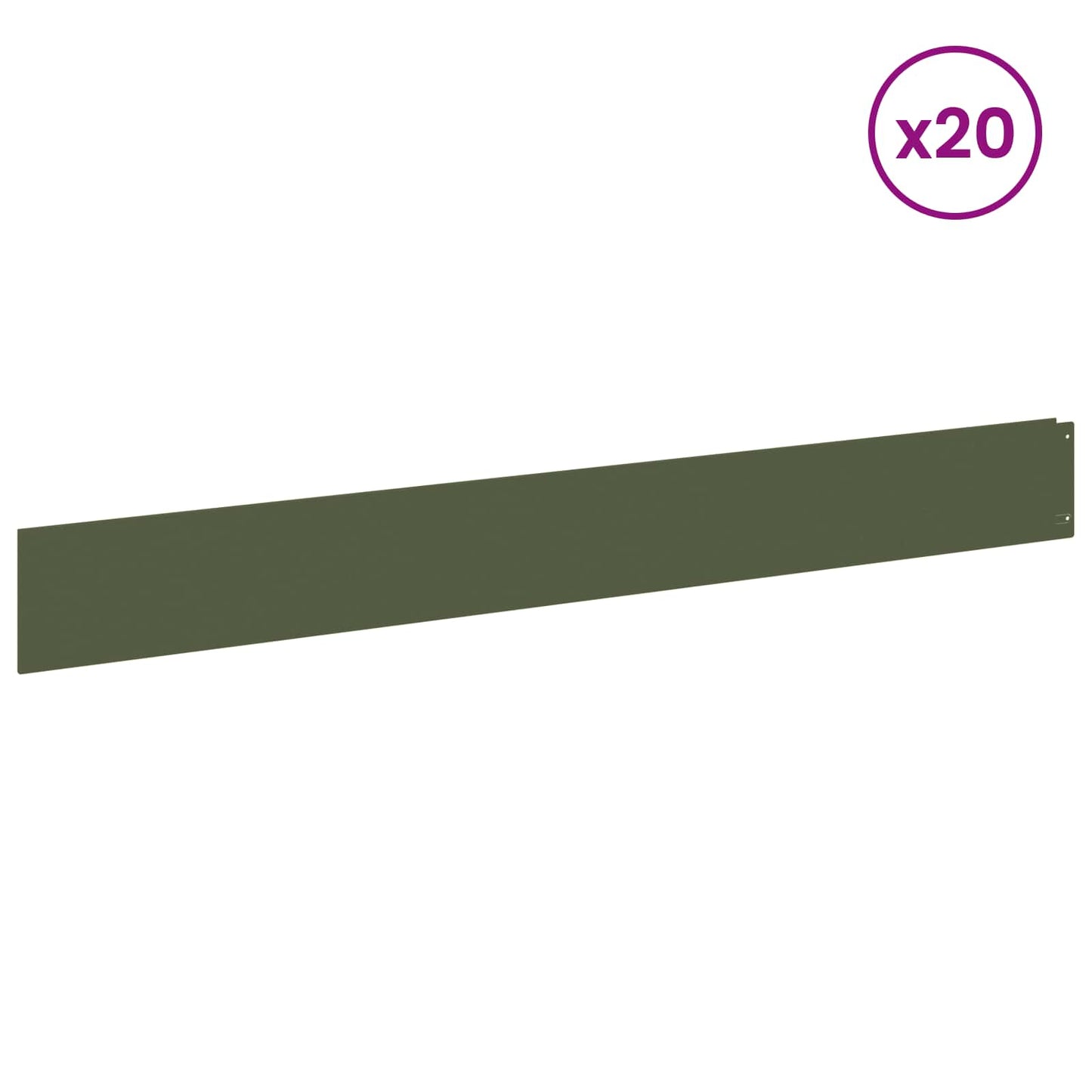 Lawn Edging 20 pcs 100 x 12 cm Steel Olive Green