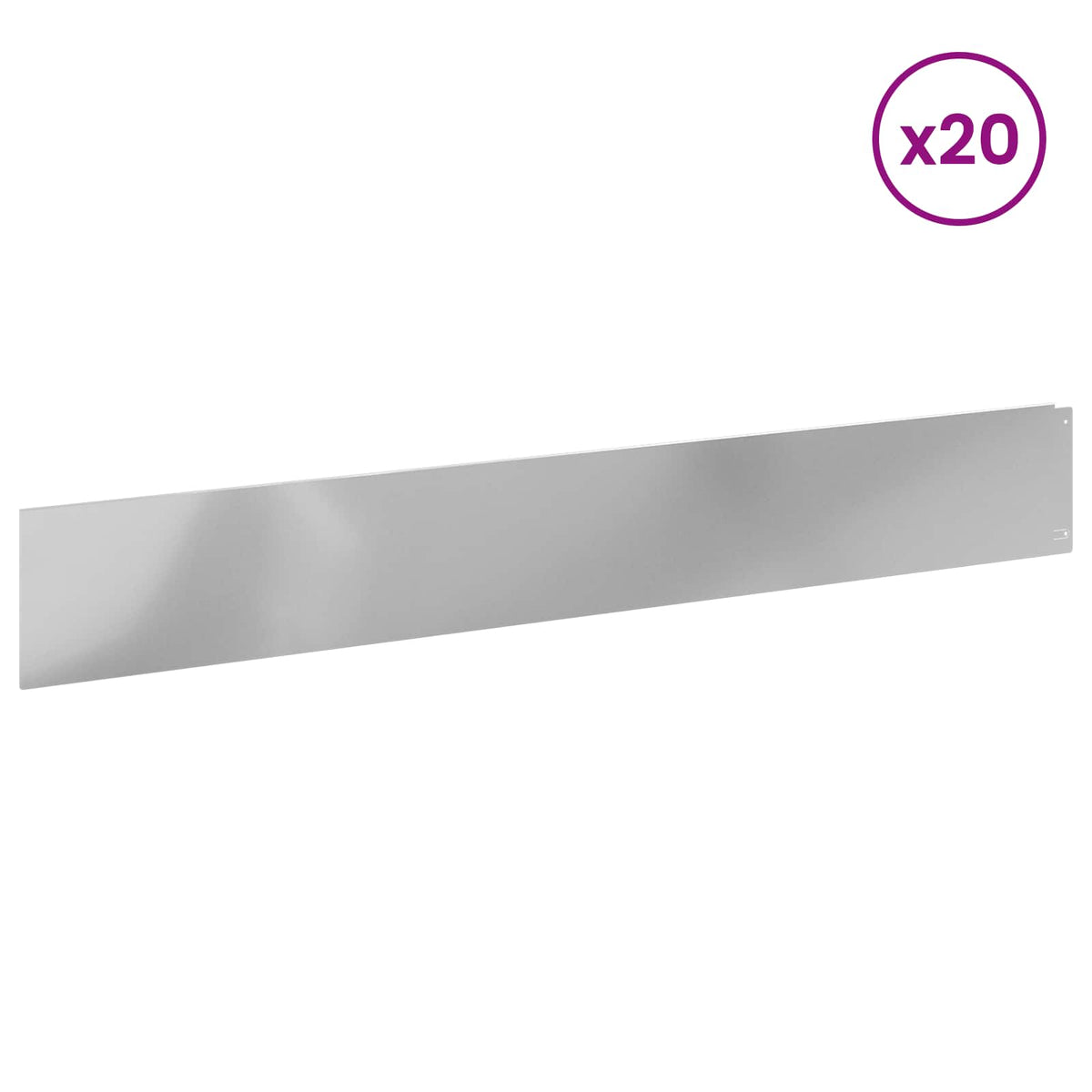 Lawn Edging 20 pcs 100 x 15 cm Steel Silver