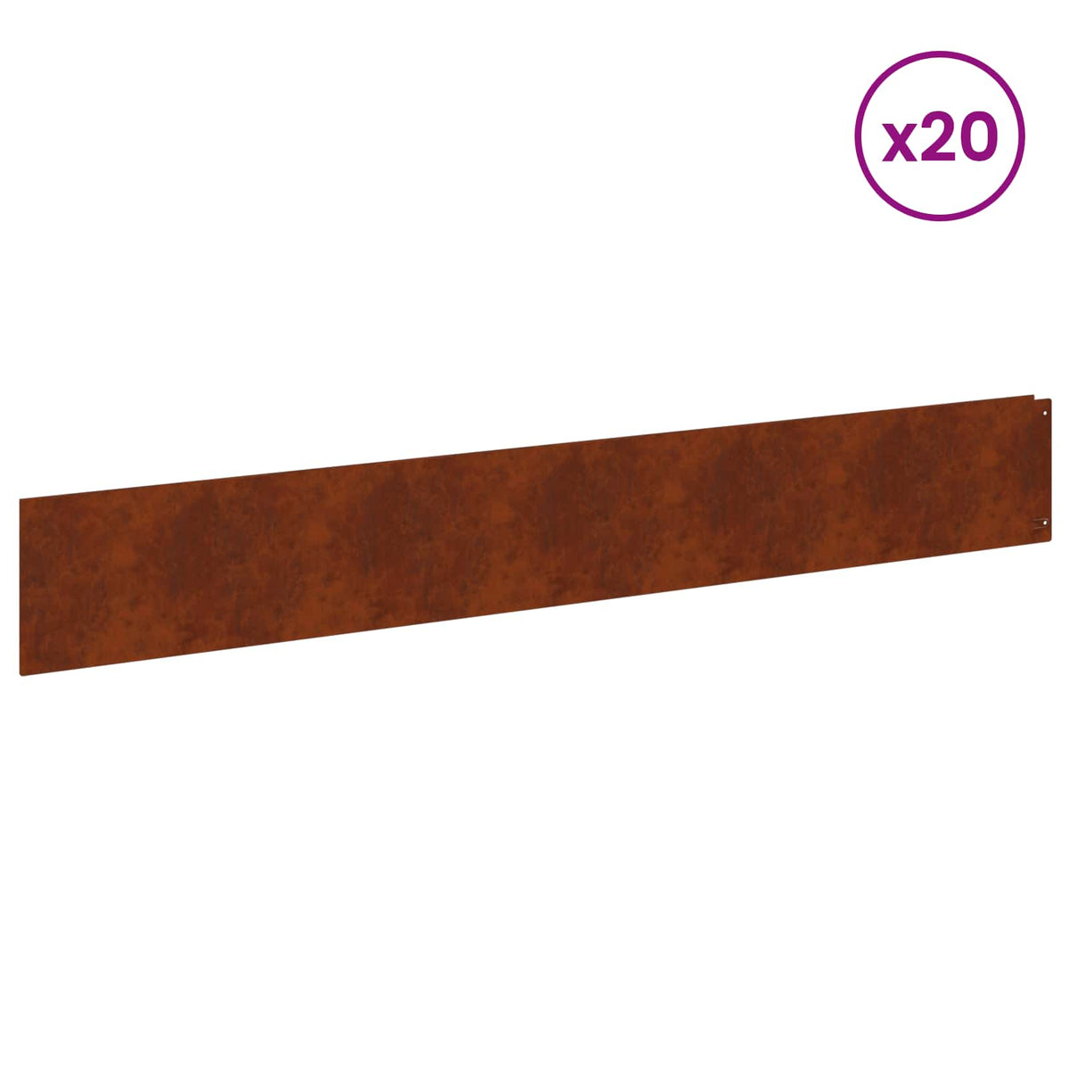 Lawn Edge with Top Fold 20 pcs 100x15cm Steel Rusty