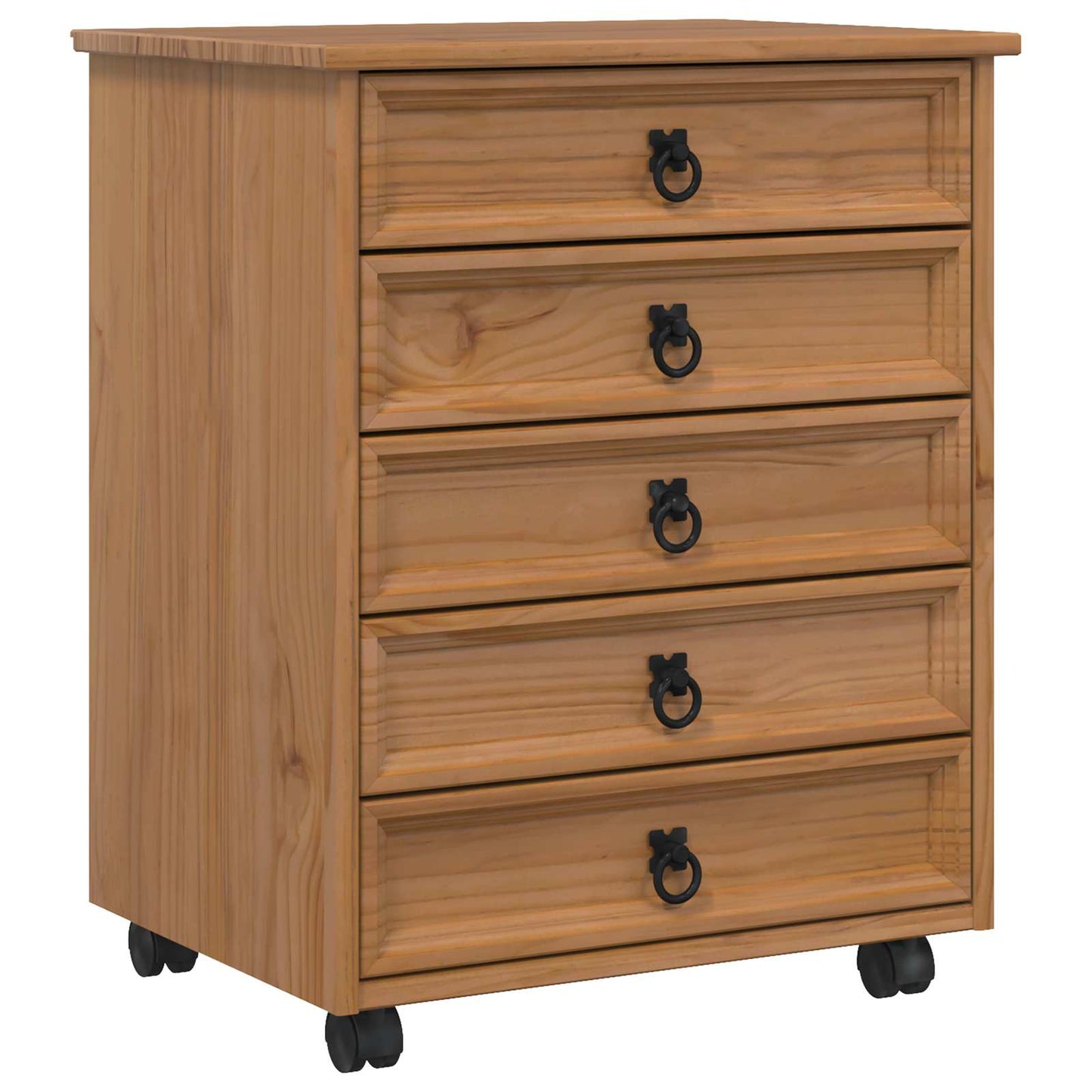 Rolling Cabinet with Drawers CORONA Honey Brown