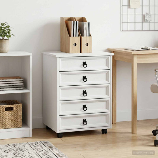 Rolling Cabinet with Drawers CORONA White