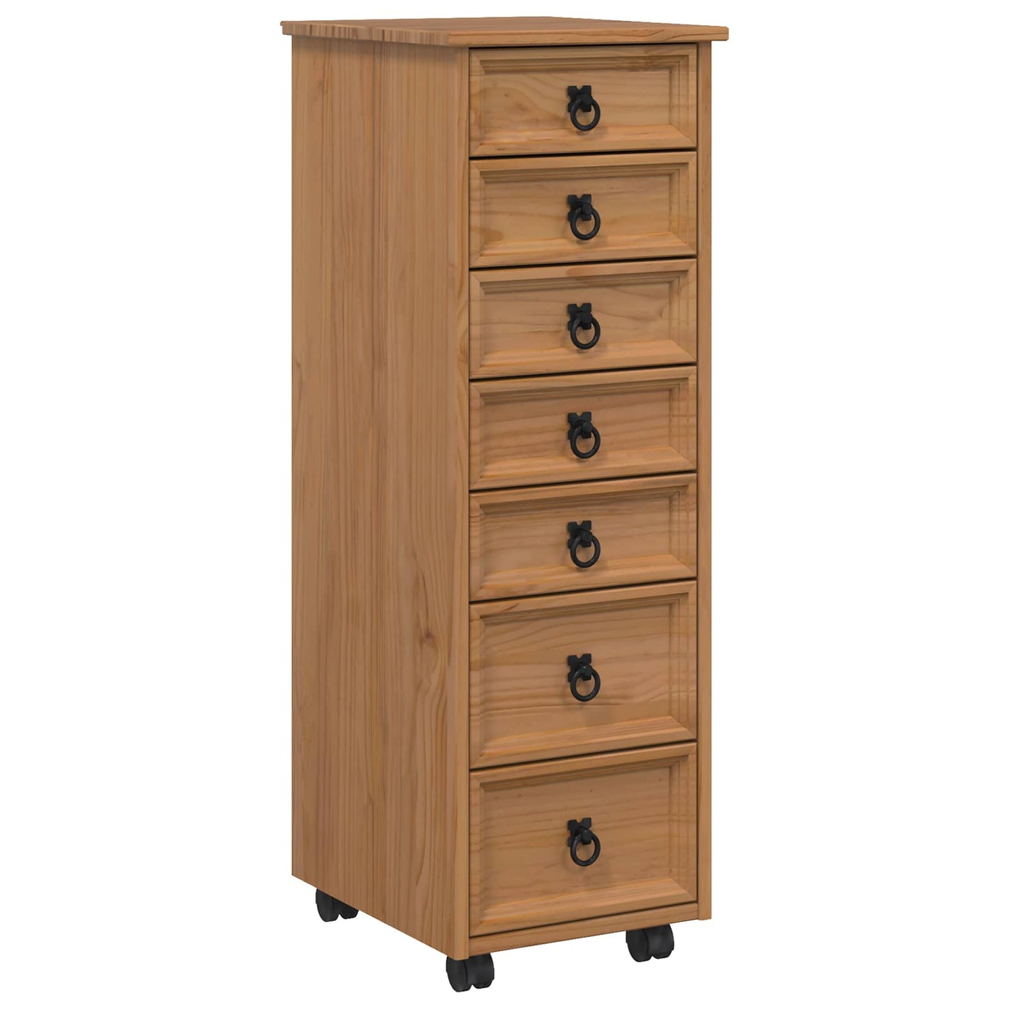 Rolling Cabinet with Drawers CORONA Honey Brown