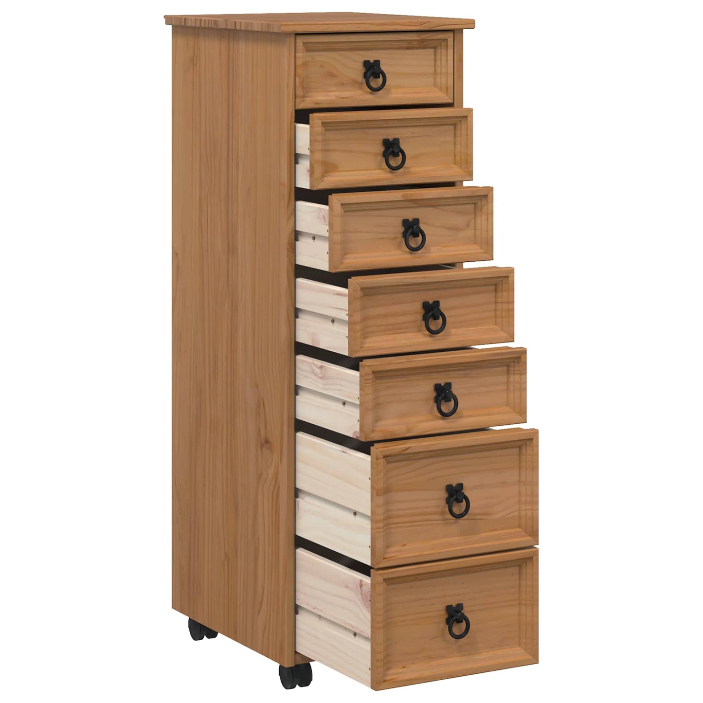 Rolling Cabinet with Drawers CORONA Honey Brown