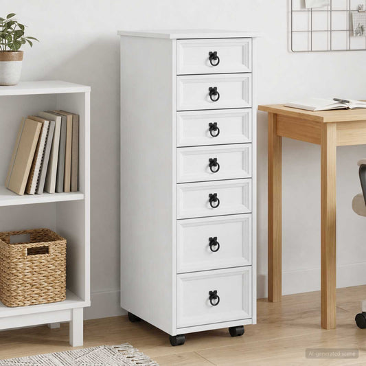 Rolling Cabinet with Drawers CORONA White