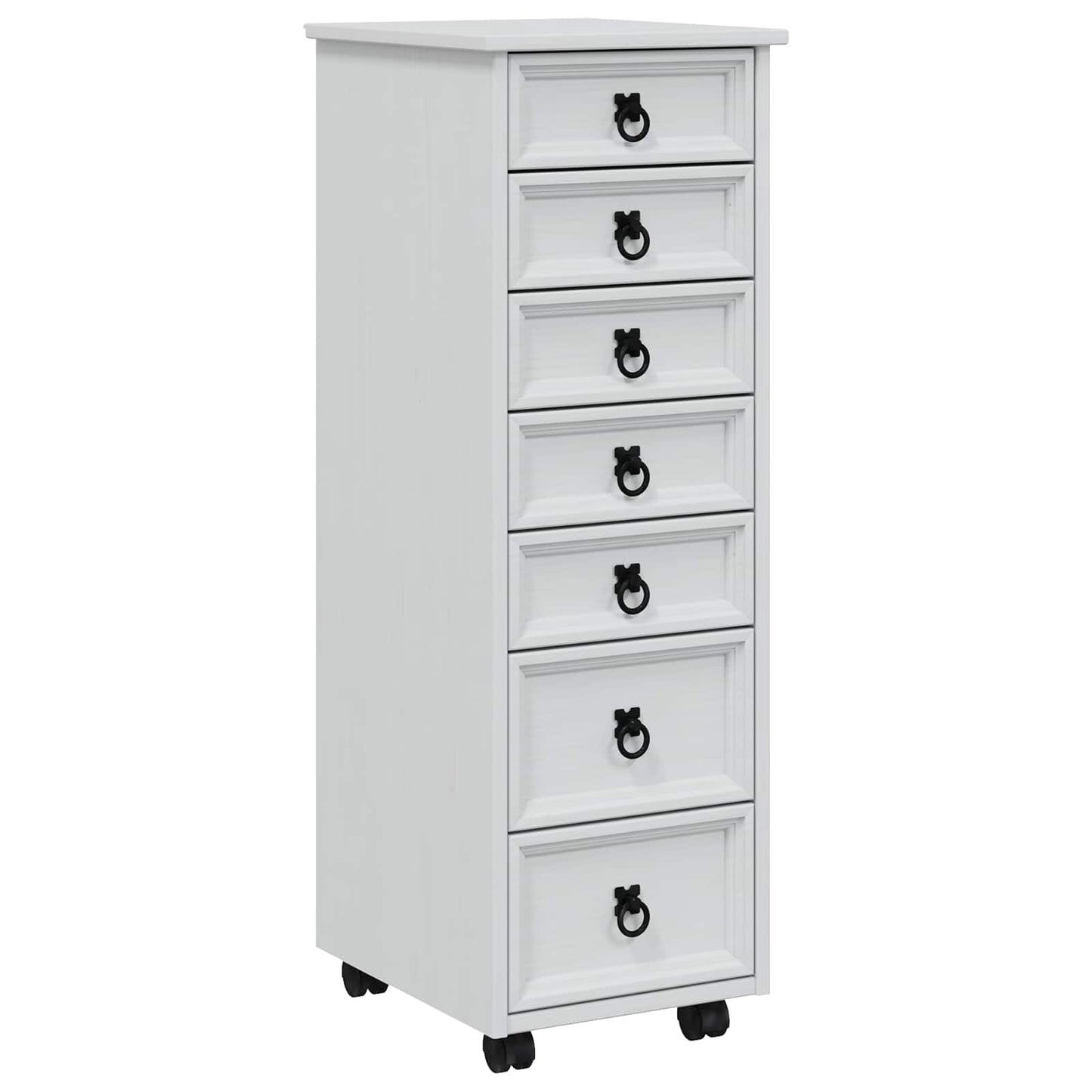 Rolling Cabinet with Drawers CORONA White