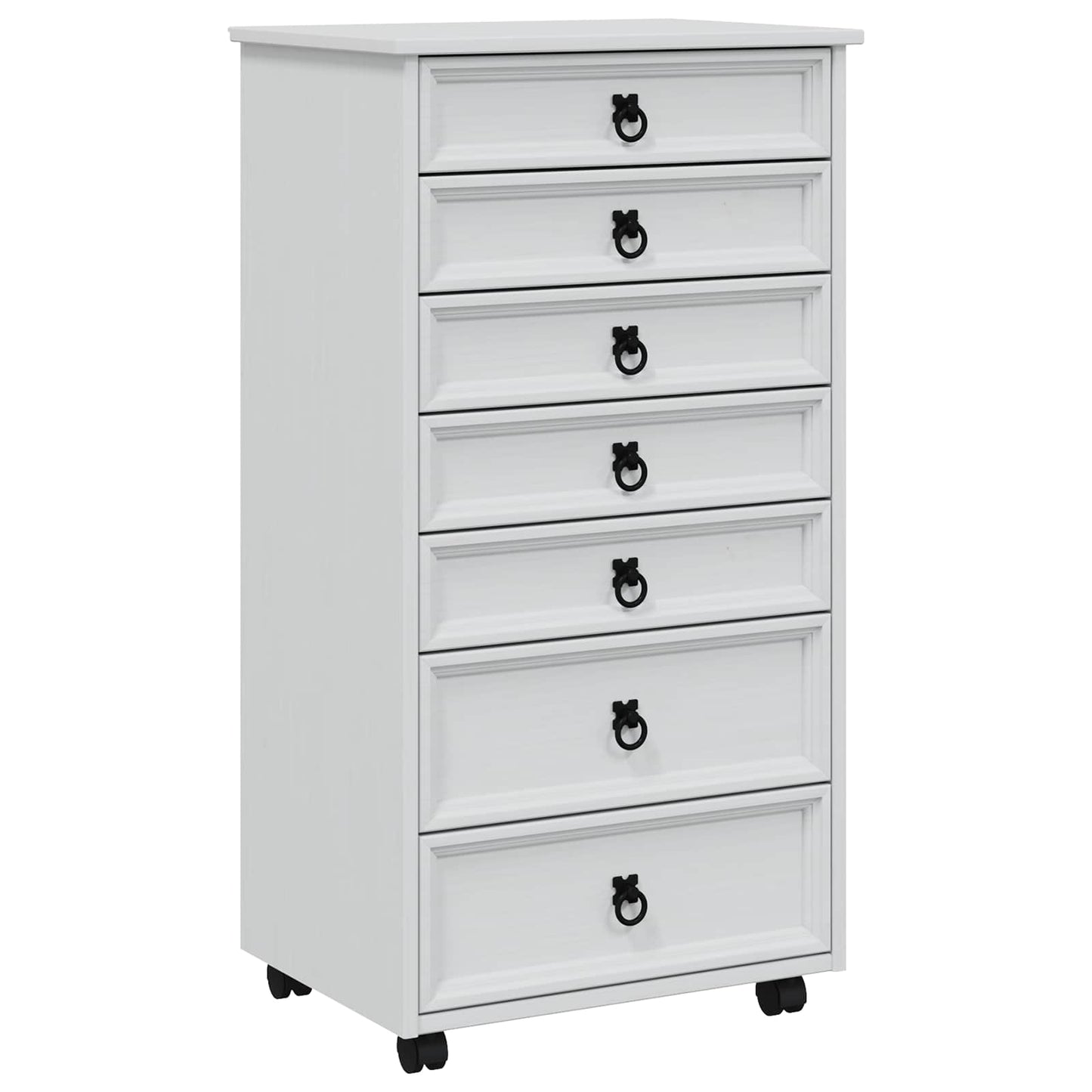 Rolling Cabinet with Drawers CORONA White