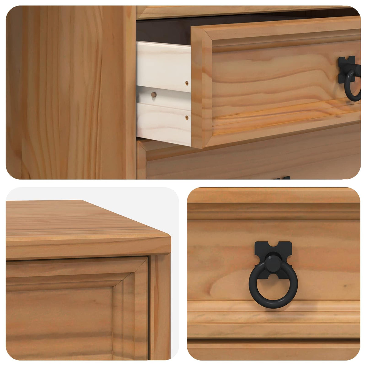 Rolling Cabinet with Drawers & Folding Top CORONA Honey Brown