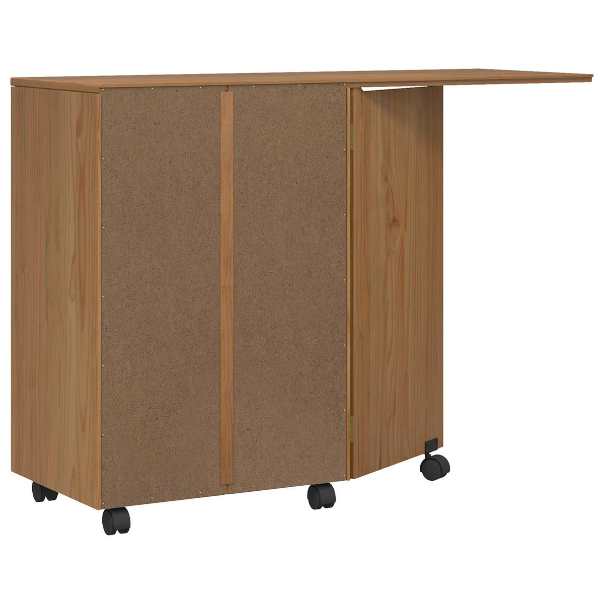 Rolling Cabinet with Drawers & Folding Top CORONA Honey Brown