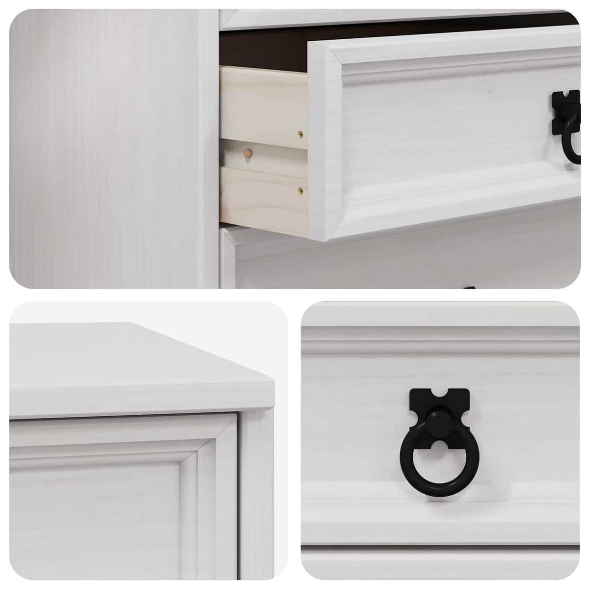 Rolling Cabinet with Drawers & Folding Top CORONA White