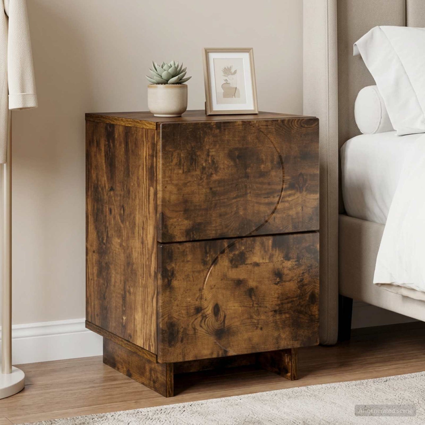 Bedside Cabinet Smoked Oak 33.5 x 34.5 x 50 cm Engineered Wood
