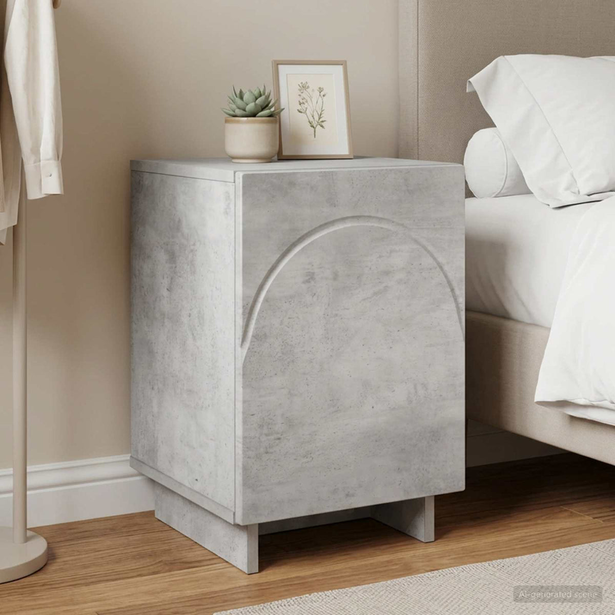 Bedside Cabinet Concrete Grey 33.5 x 34.5 x 50 cm