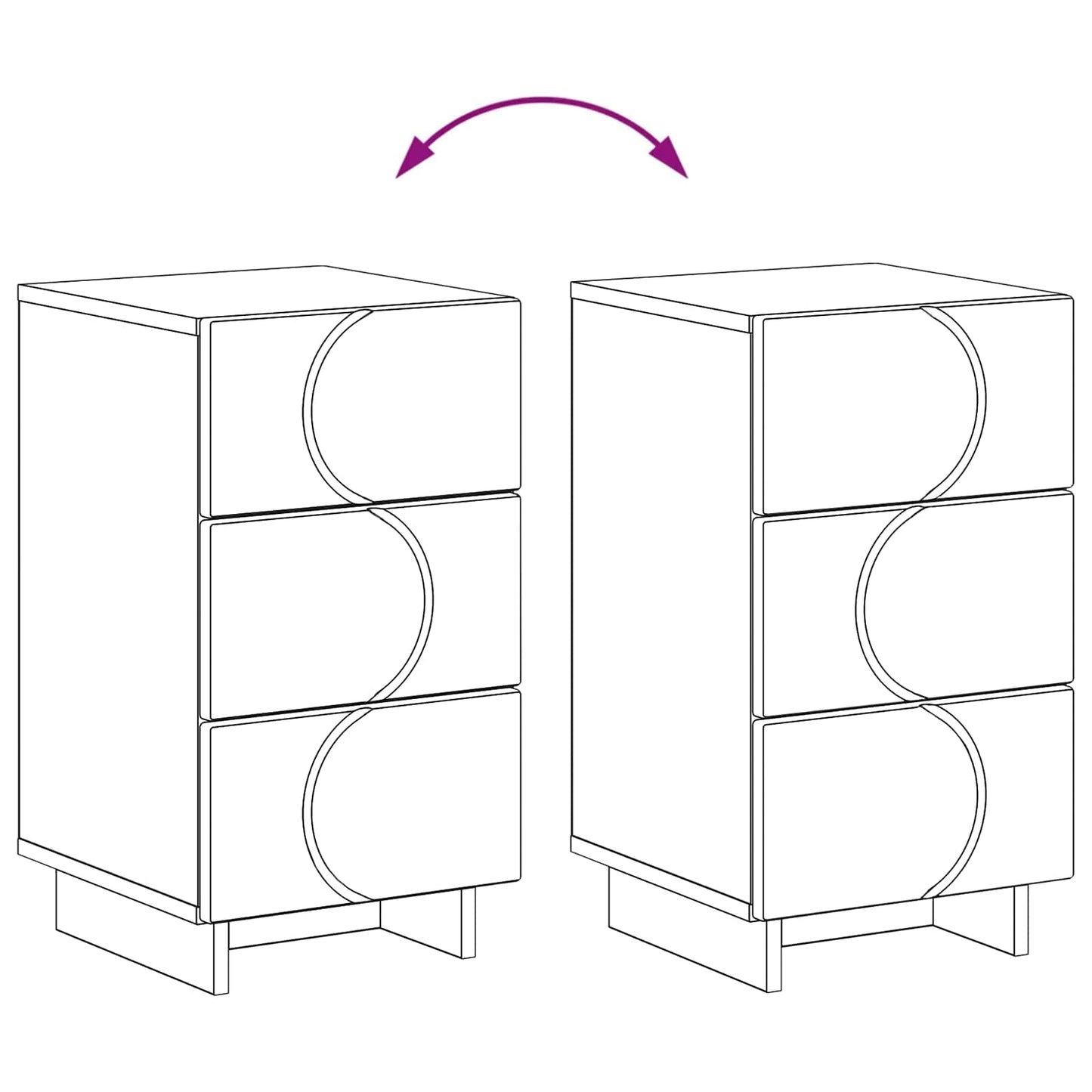 Bedside Cabinet 2 pcs Black 33.5 x 34.5 x 60 cm Engineered Wood