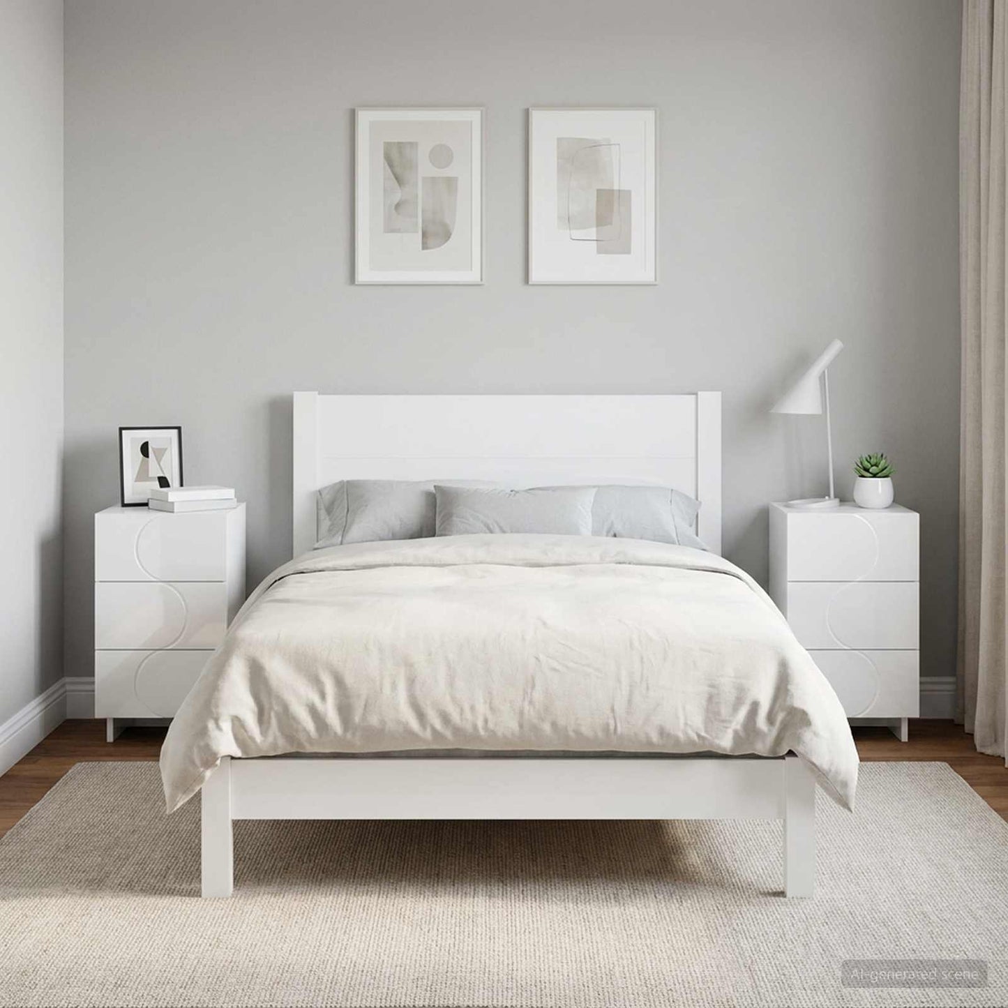 Bedside Cabinet 2 pcs High Gloss White 33.5 x 34.5 x 60 cm