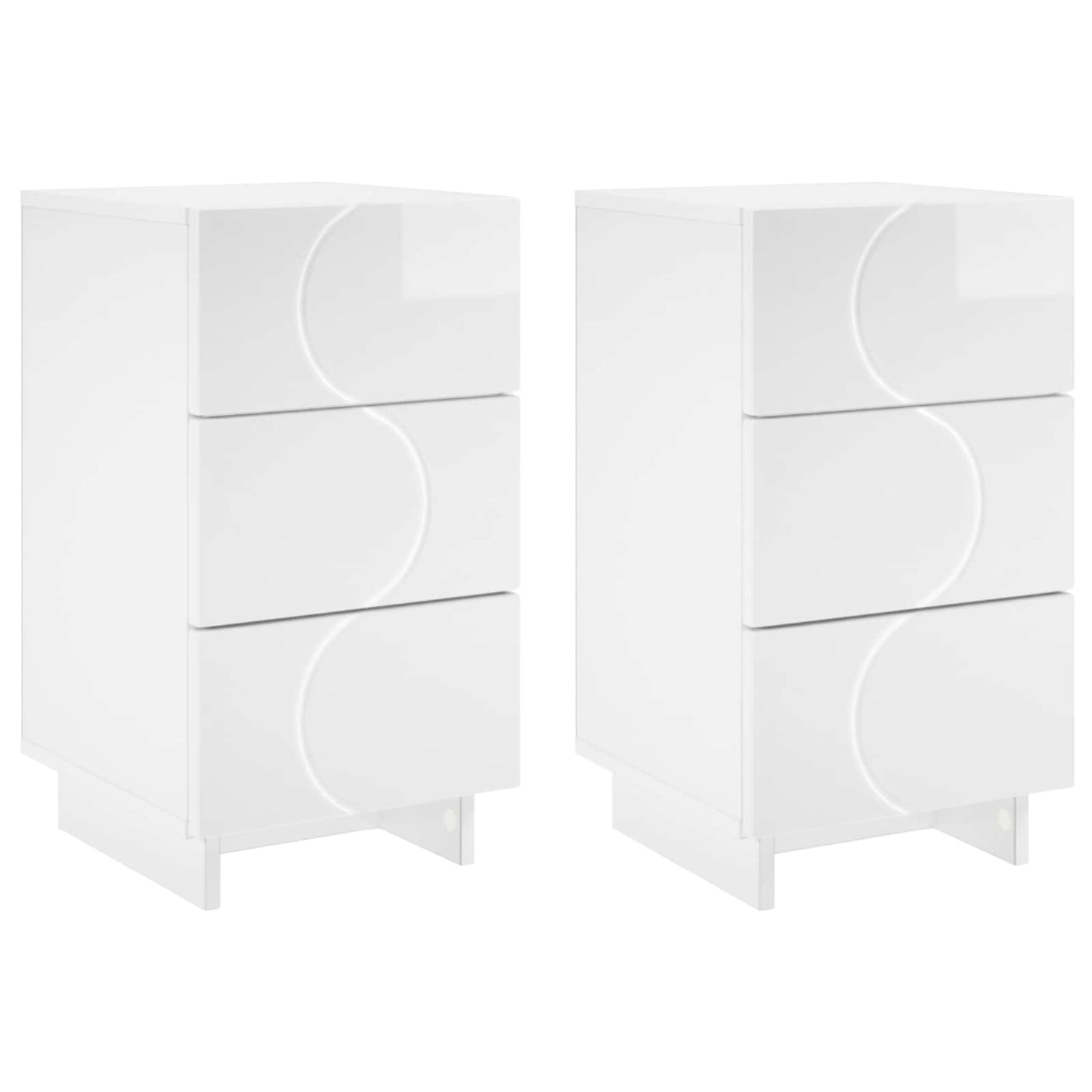 Bedside Cabinet 2 pcs High Gloss White 33.5 x 34.5 x 60 cm