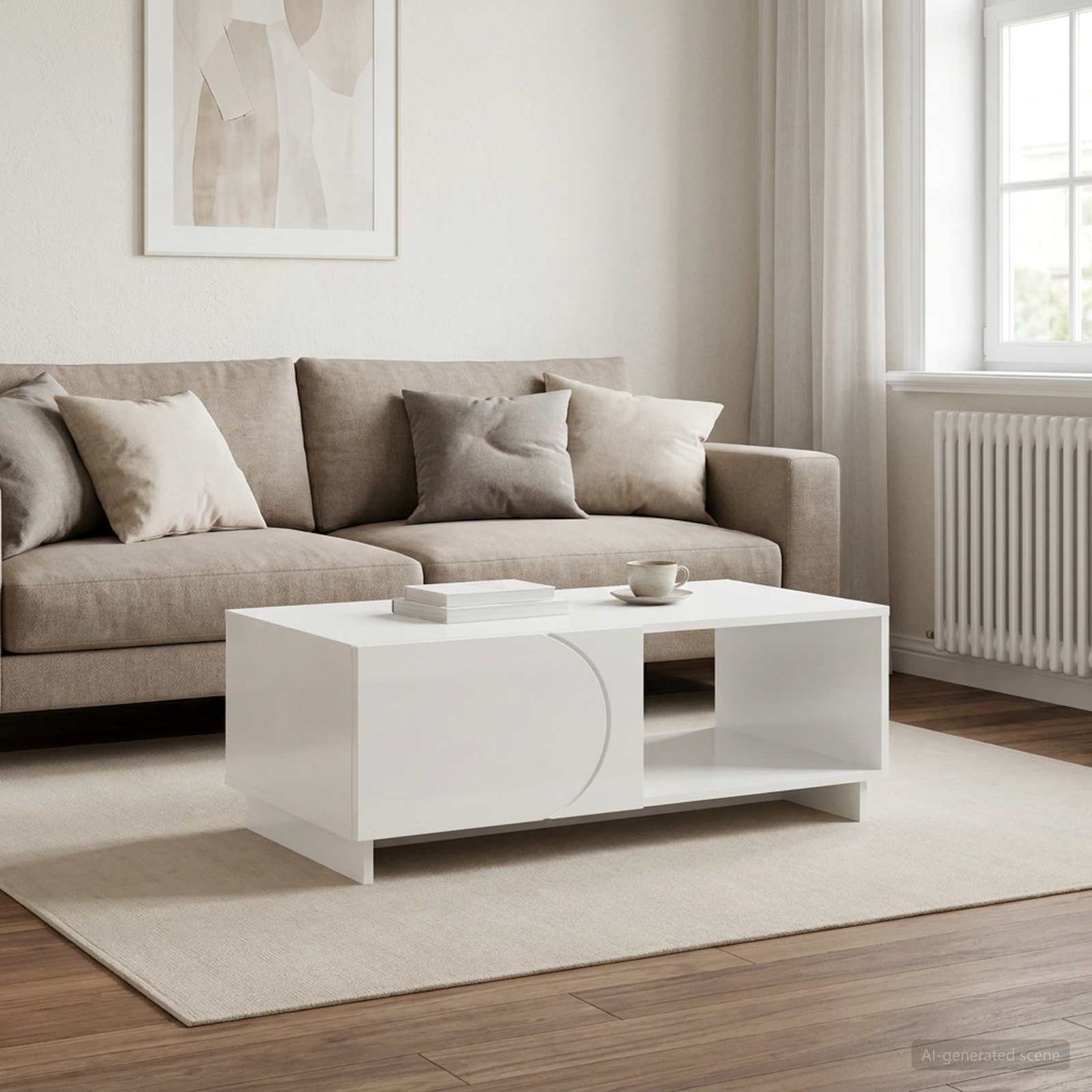 Coffee Table High Gloss White 95 x 50.5 x 35 cm Engineered Wood