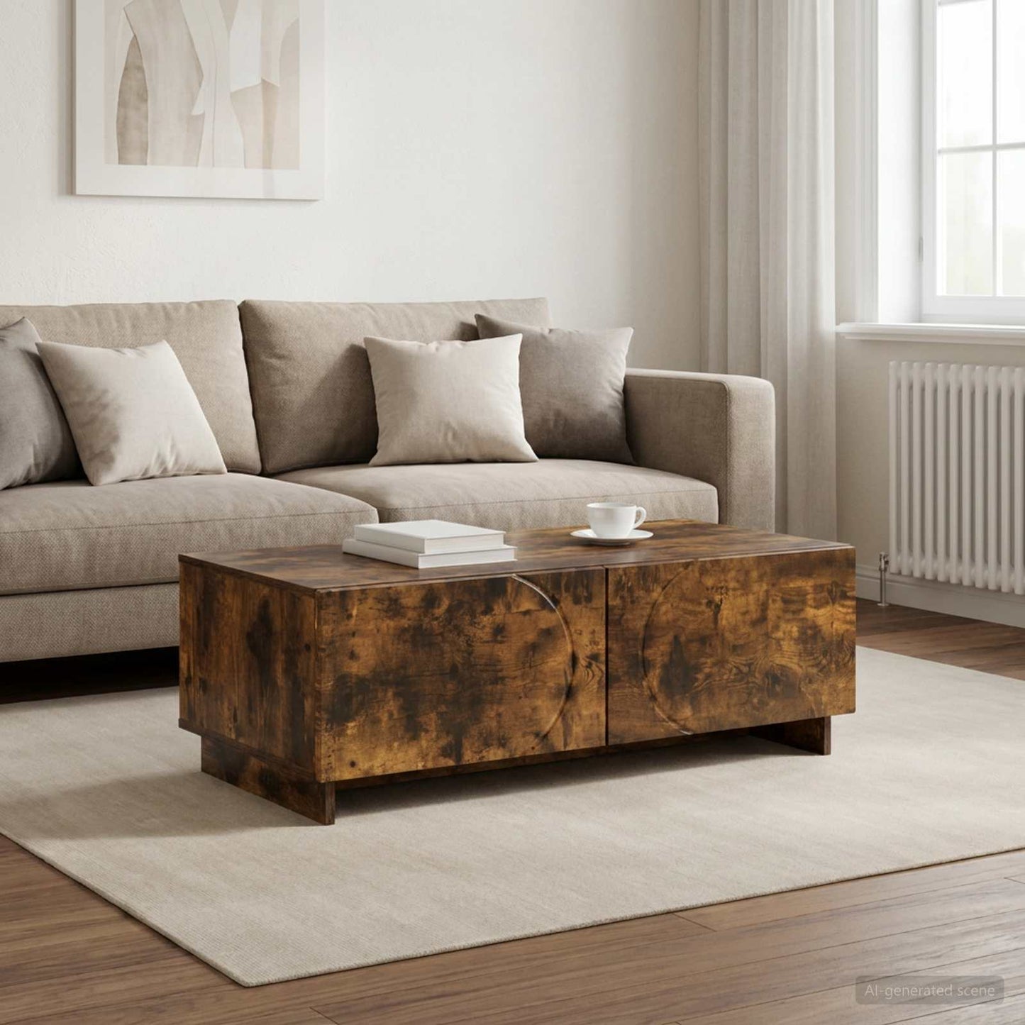 Coffee Table Smoked Oak 102 x 50.5 x 35 cm Engineered Wood