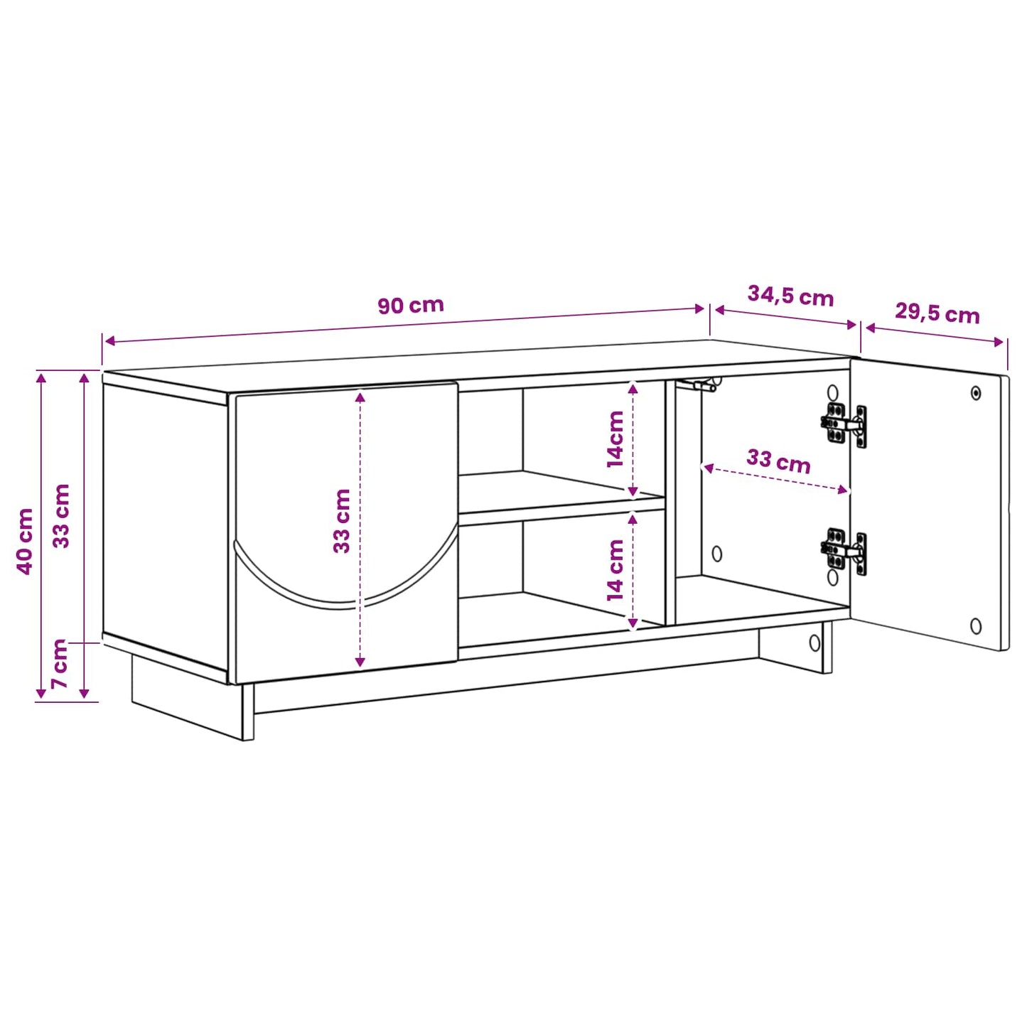 TV Stand 90 x 34.5 x 40 cm Concrete Grey Engineered Wood