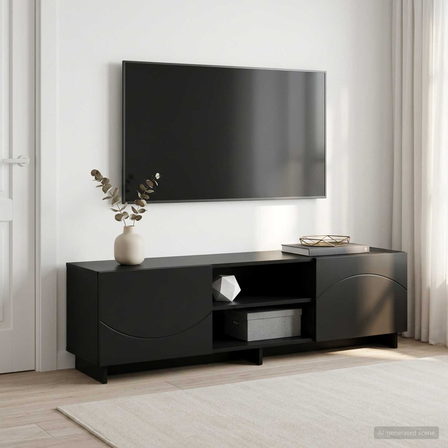 TV Stand 140 x 34.5 x 40 cm Black Engineered Wood