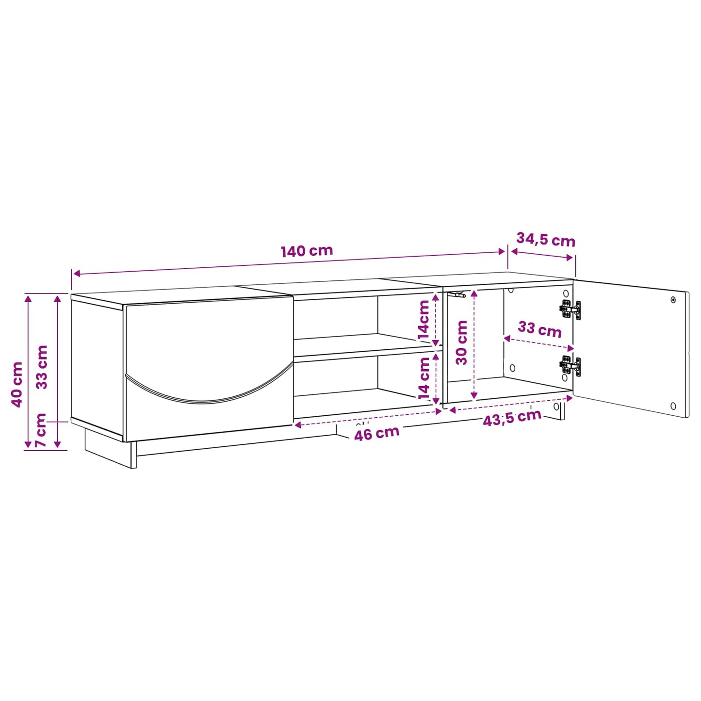TV Stand 140 x 34.5 x 40 cm Old Wood Engineered Wood