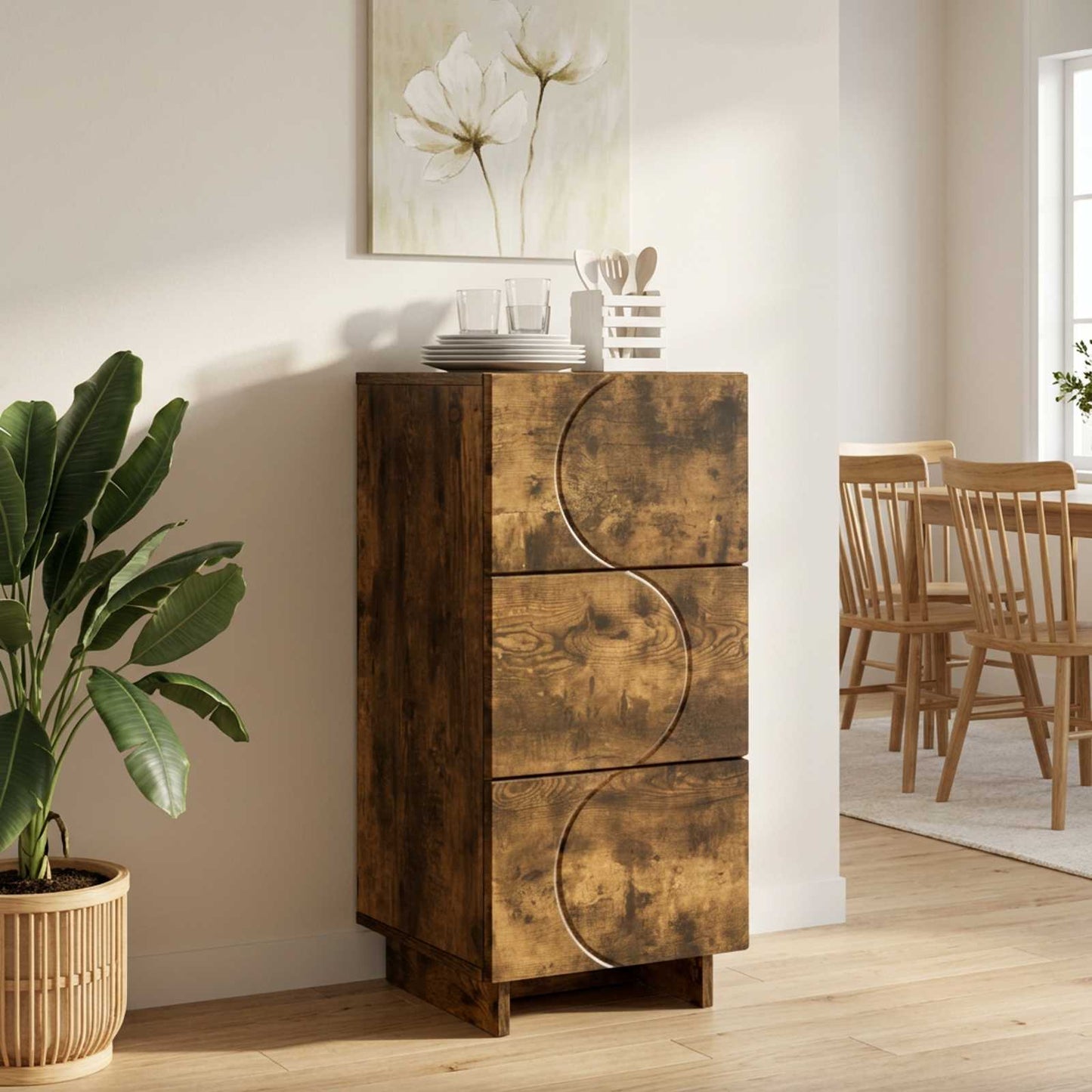 Sideboard Smoked Oak 33.5 x 34.5 x 75 cm Engineered Wood