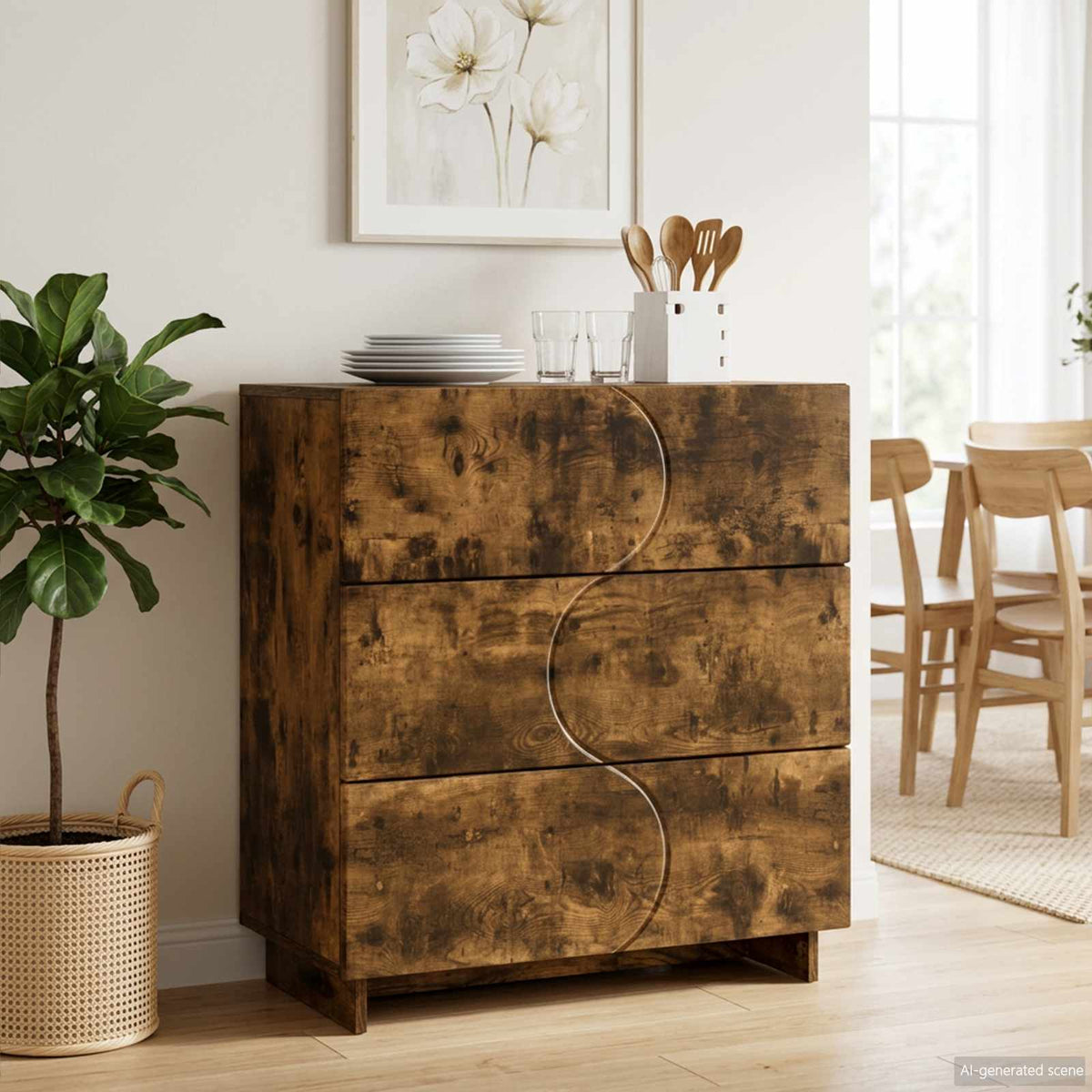 Sideboard Smoked Oak 70 x 38 x 75 cm Engineered Wood