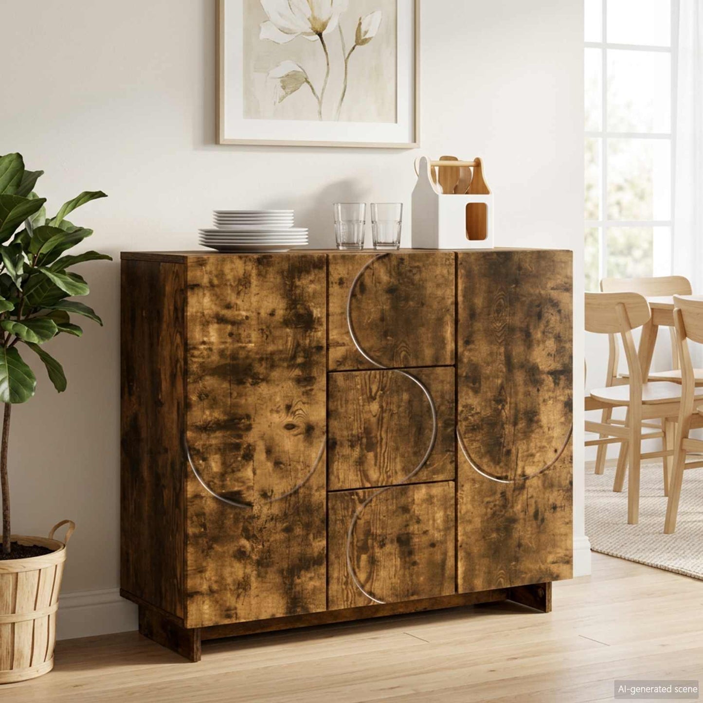 Sideboard Smoked Oak 85.5 x 31 x 75 cm Engineered Wood