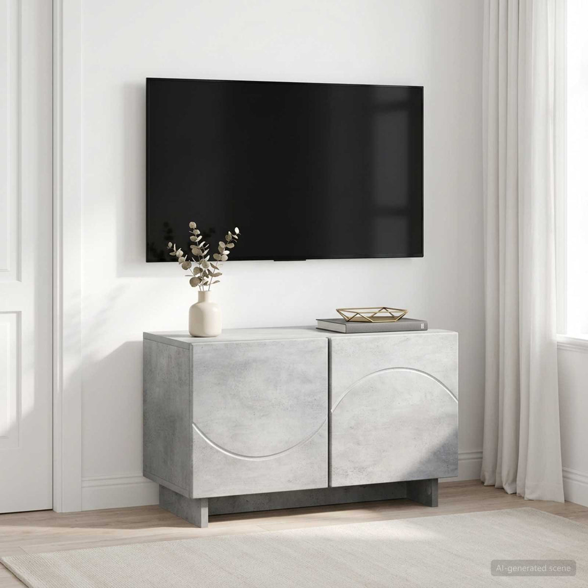 TV Stand 60 x 34.5 x 40 cm Concrete Grey Engineered Wood