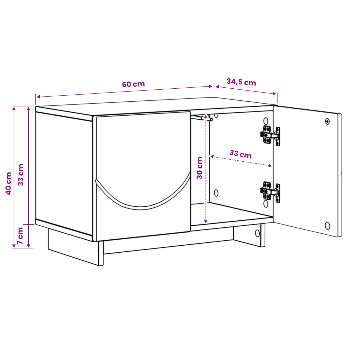 TV Stand 60 x 34.5 x 40 cm Concrete Grey Engineered Wood
