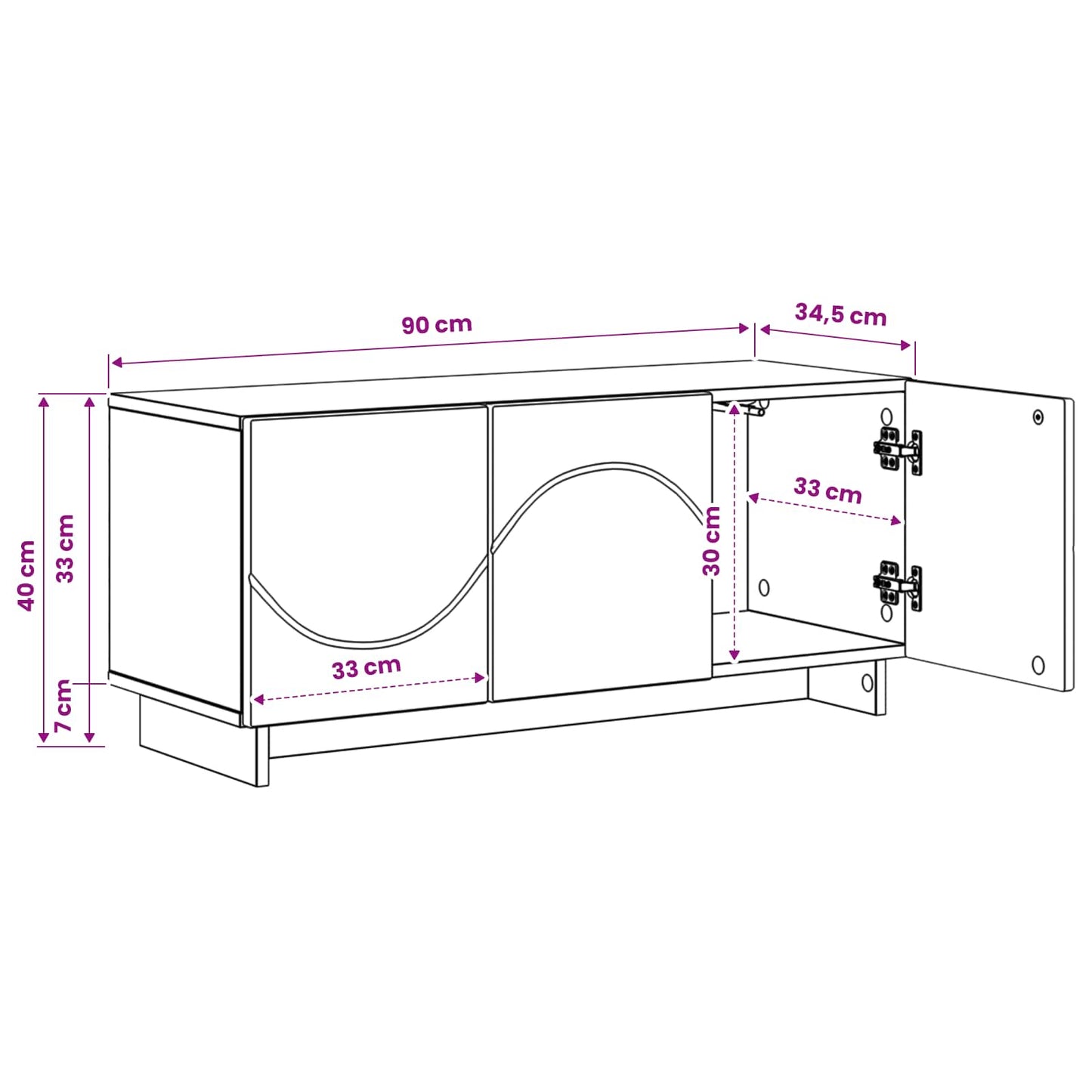 TV Stand 90 x 34.5 x 40 cm Smoked Oak Engineered Wood