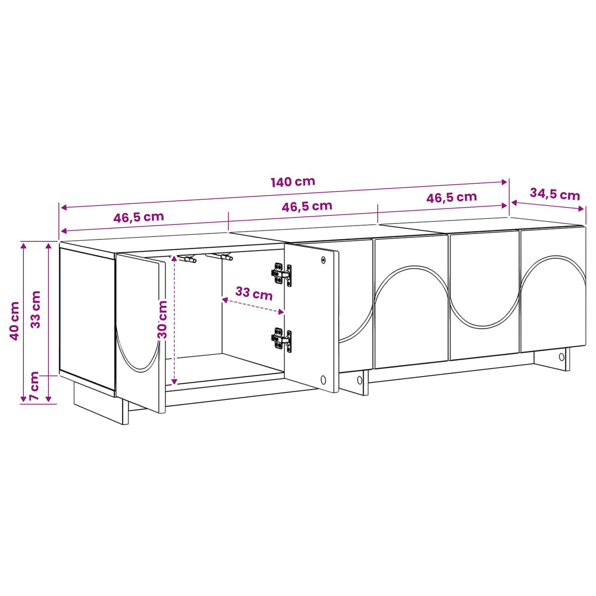TV Stand 140 x 34.5 x 40 cm White Engineered Wood
