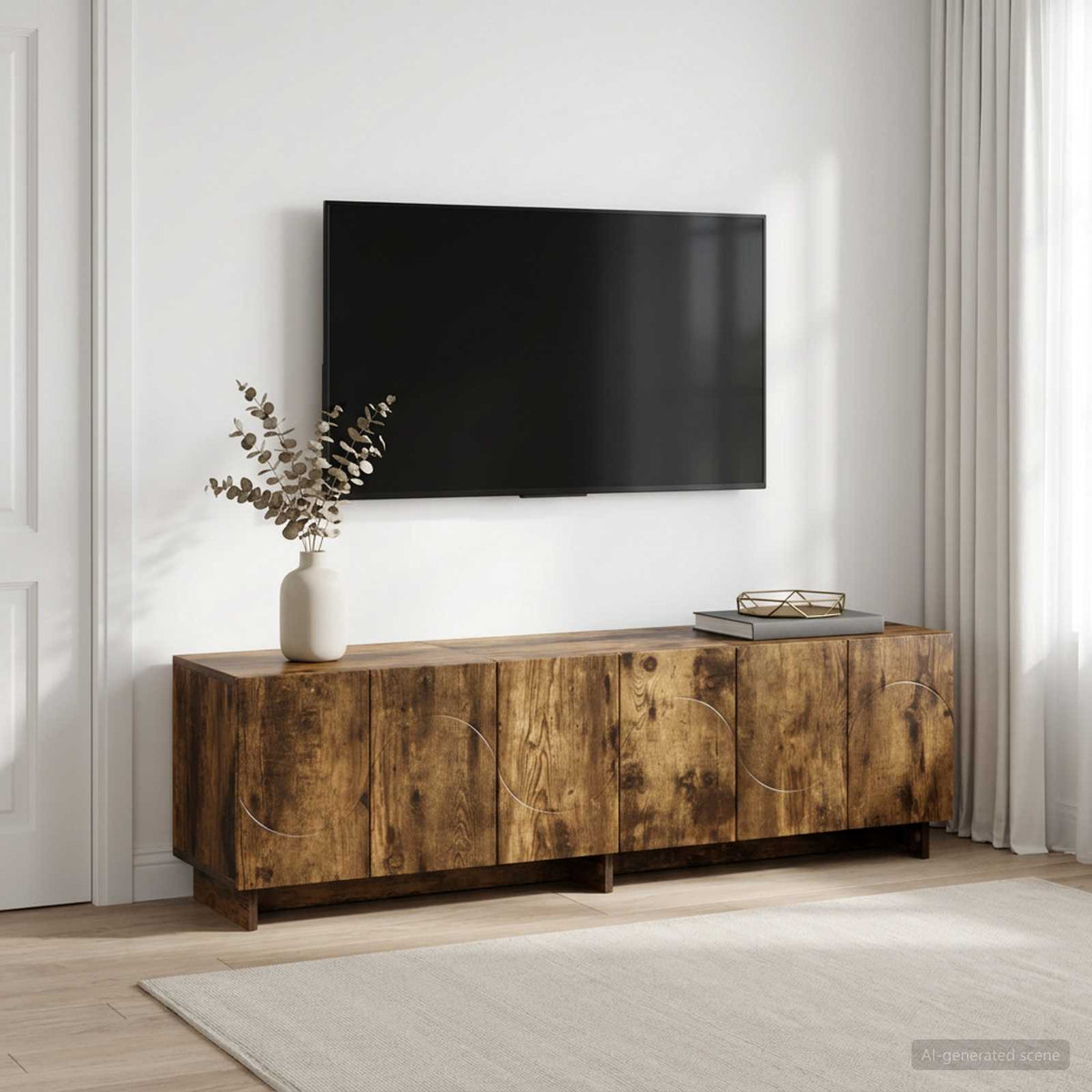 TV Stand 140 x 34.5 x 40 cm Smoked Oak Engineered Wood