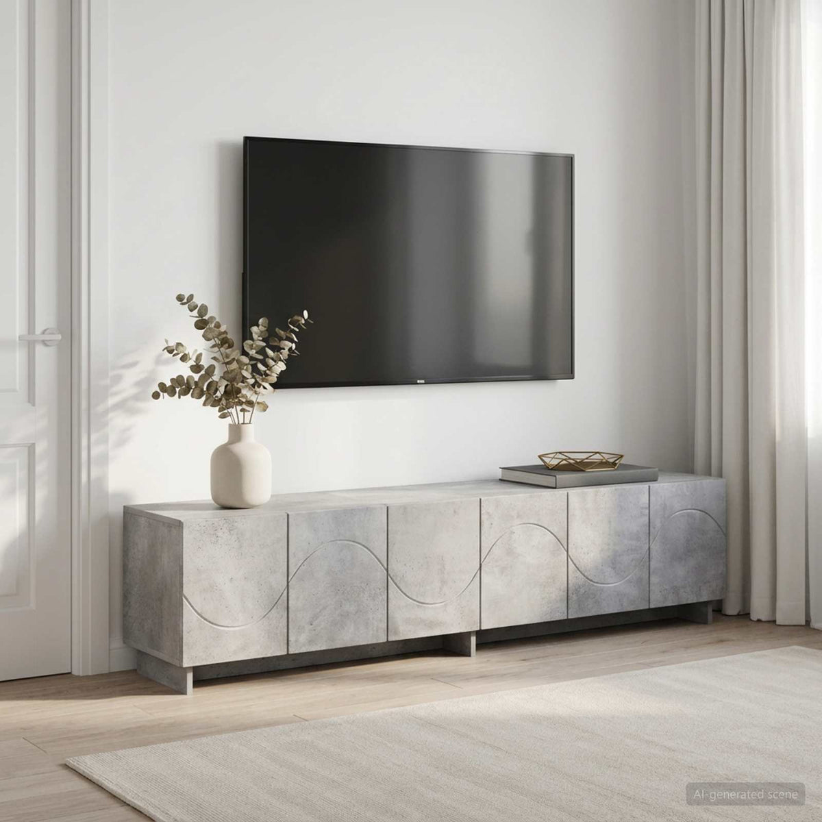 TV Stand 180 x 34.5 x 40 cm Concrete Grey Engineered Wood