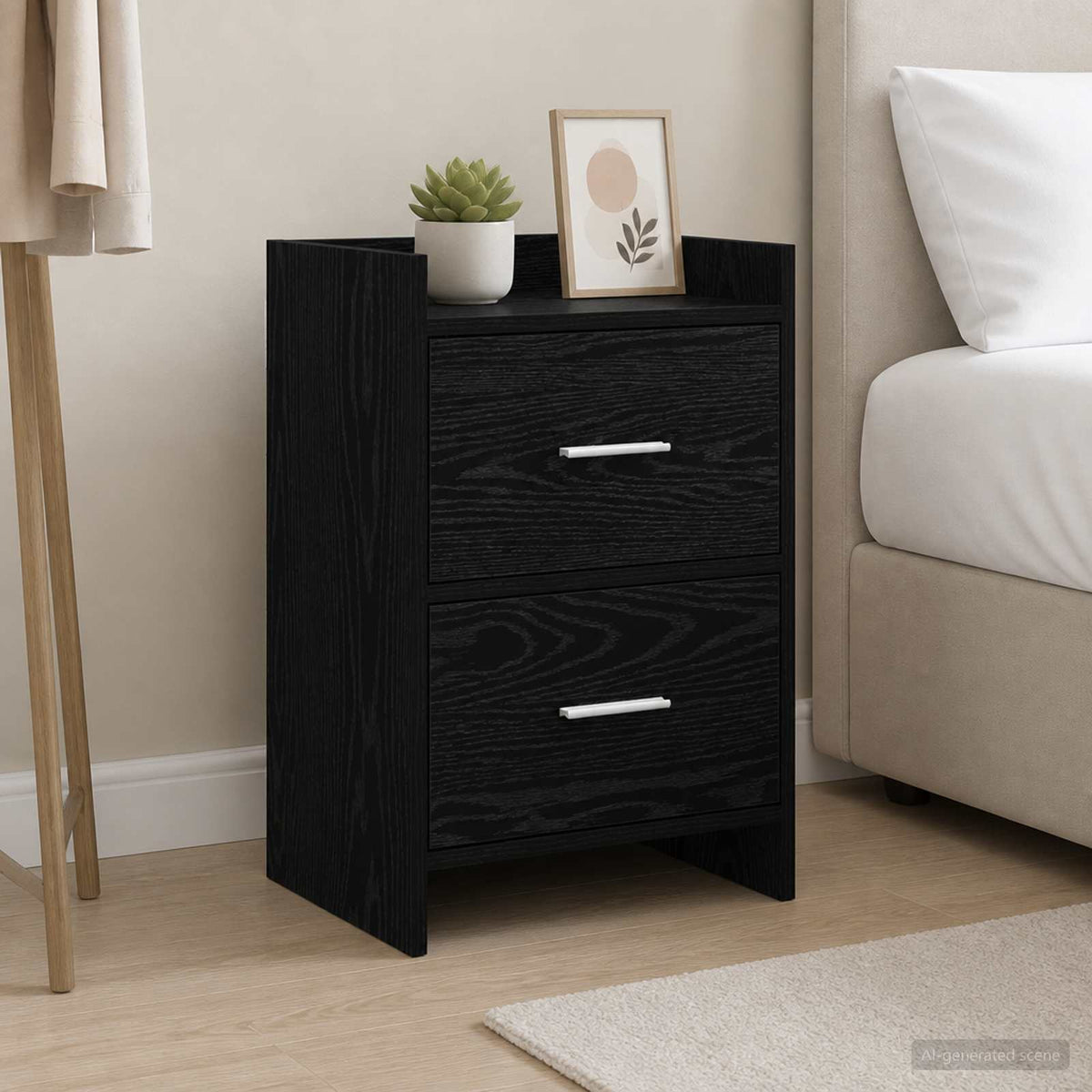 Bedside Tables Black Oak 40 x 30 x 60 cm Engineered Wood