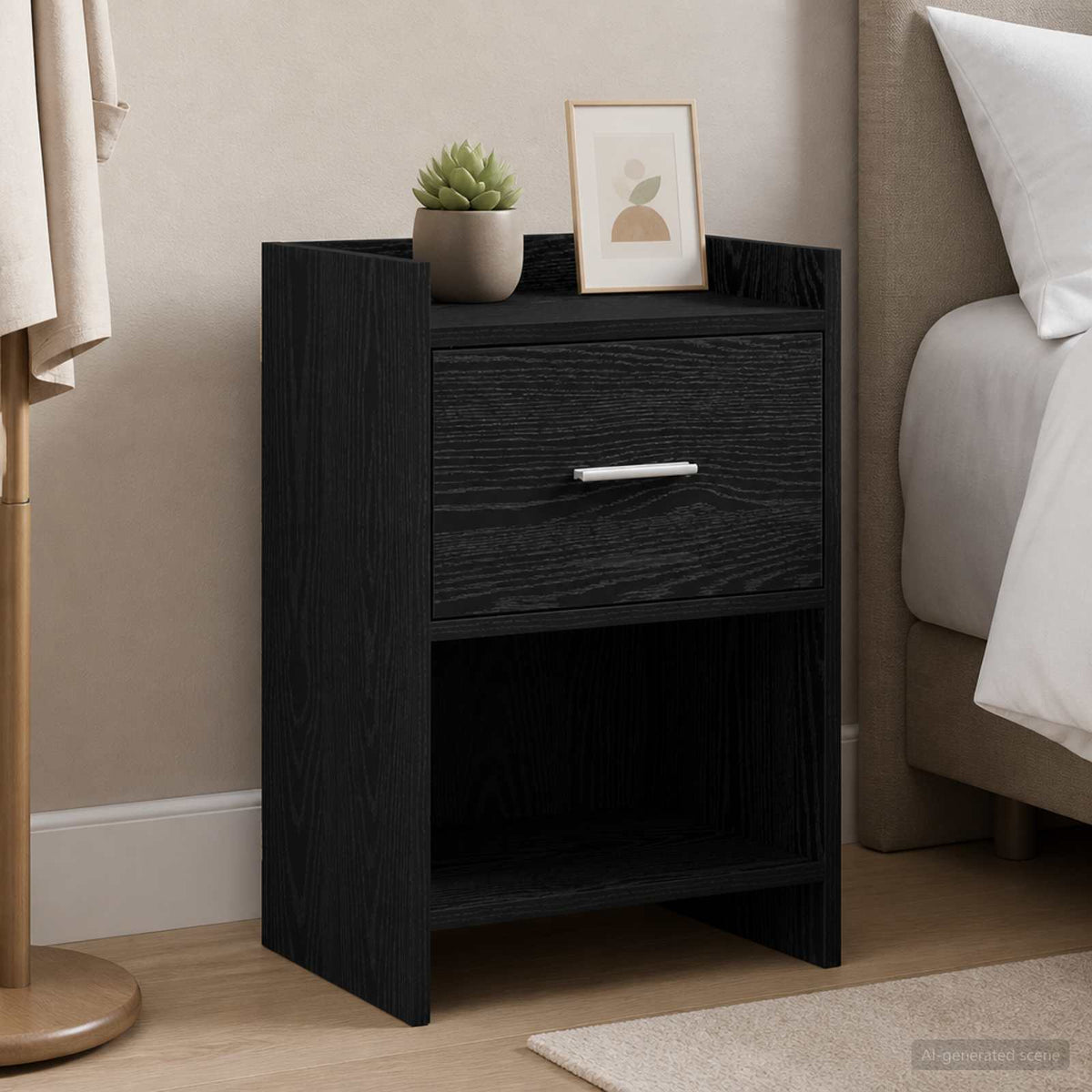 Bedside Tables 2 pcs Black Oak 40 x 30 x 60 cm Engineered Wood