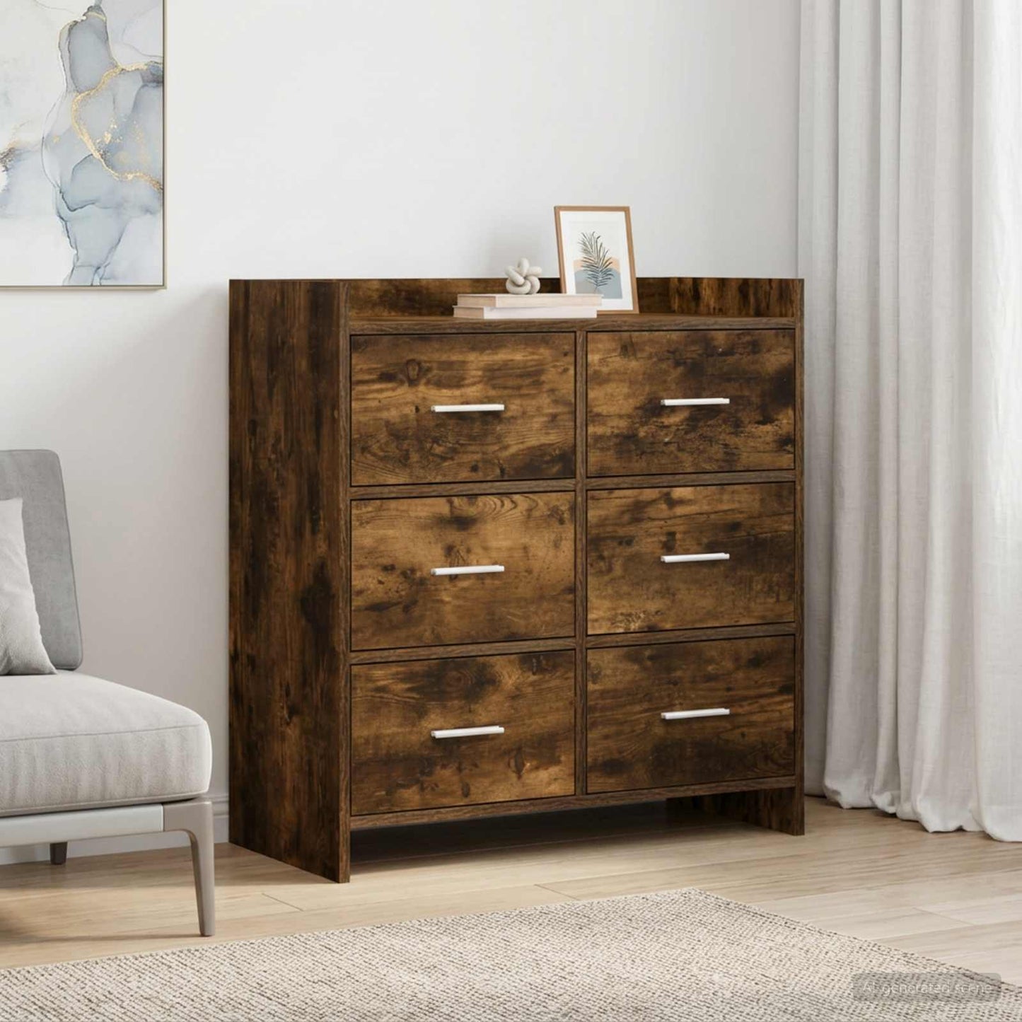 Sideboard Smoked Oak 75 x 33 x 80 cm Engineered Wood