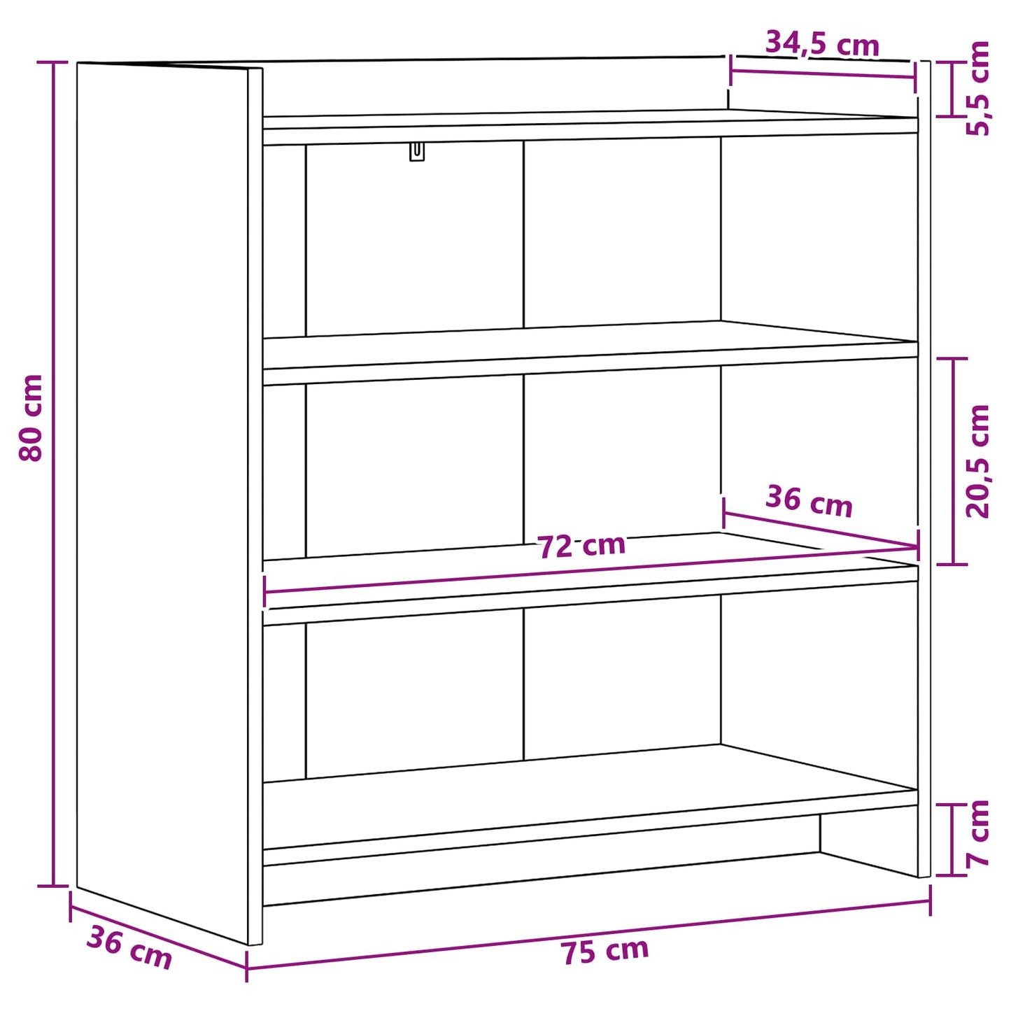Sideboard White 75 x 36 x 80 cm Engineered Wood